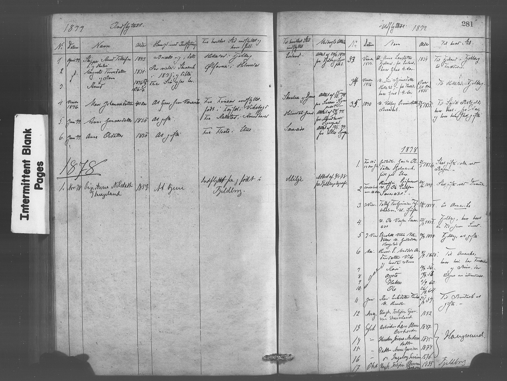 Skånevik sokneprestembete, AV/SAB-A-77801/H/Haa: Parish register (official) no. A 6, 1869-1878, p. 281