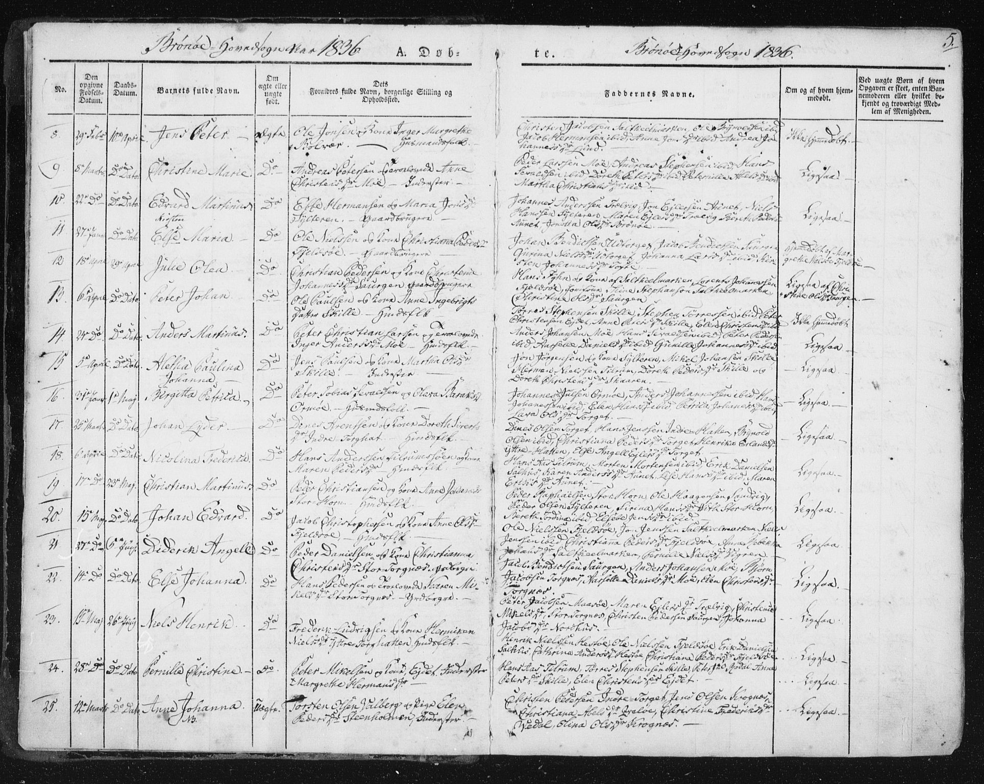 Ministerialprotokoller, klokkerbøker og fødselsregistre - Nordland, AV/SAT-A-1459/813/L0198: Parish register (official) no. 813A08, 1834-1874, p. 5