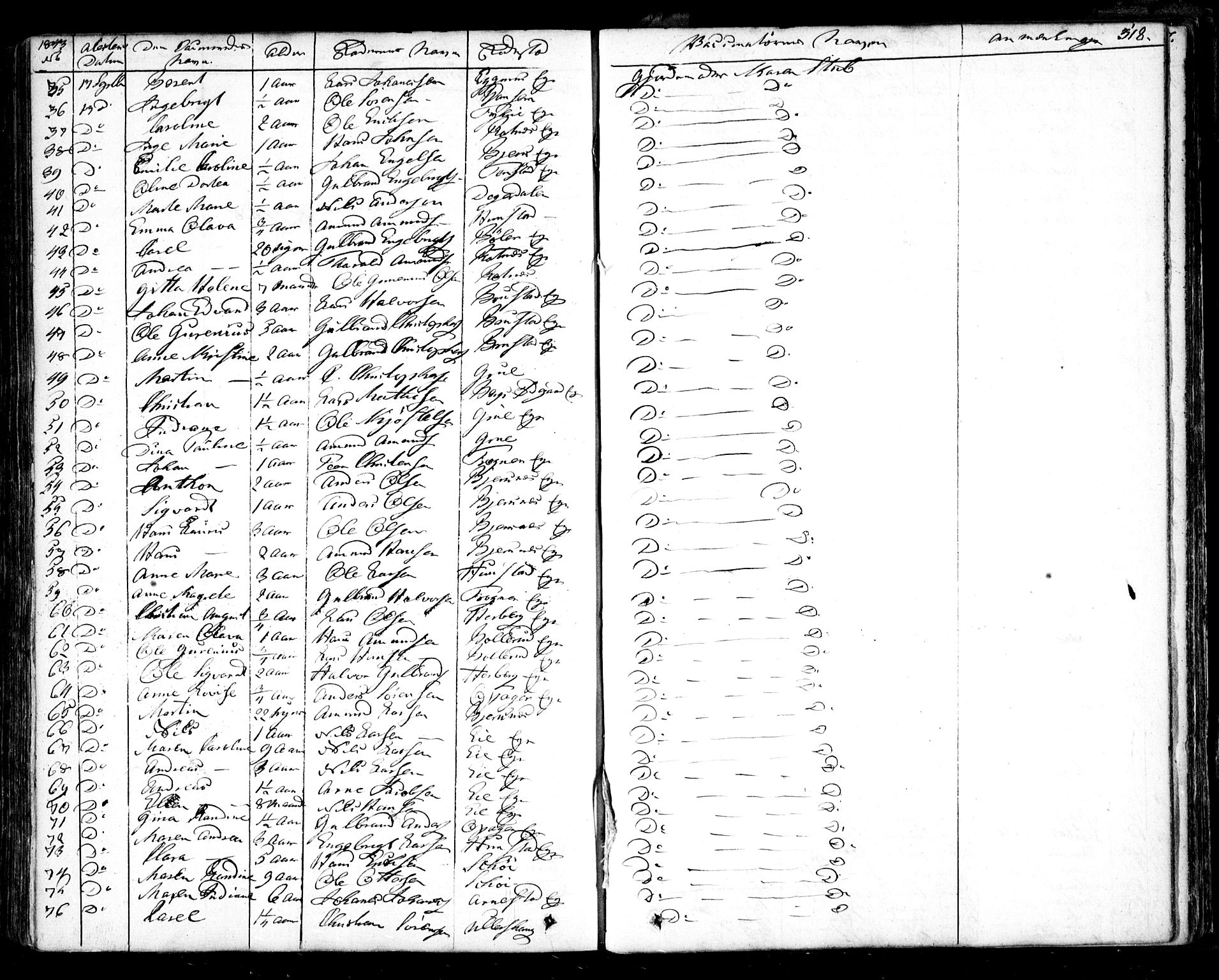 Nes prestekontor Kirkebøker, AV/SAO-A-10410/F/Fa/L0006: Parish register (official) no. I 6, 1833-1845, p. 318