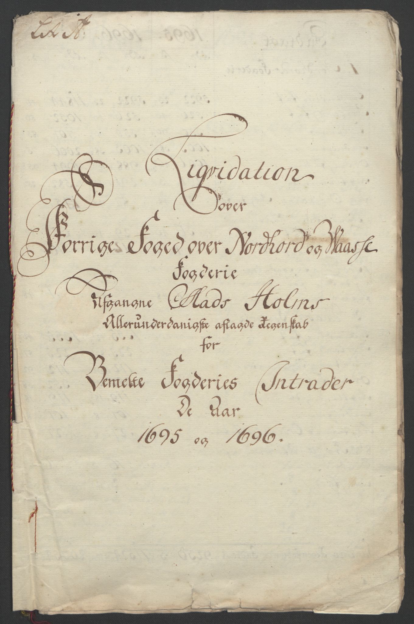 Rentekammeret inntil 1814, Reviderte regnskaper, Fogderegnskap, RA/EA-4092/R51/L3183: Fogderegnskap Nordhordland og Voss, 1695-1697, p. 273