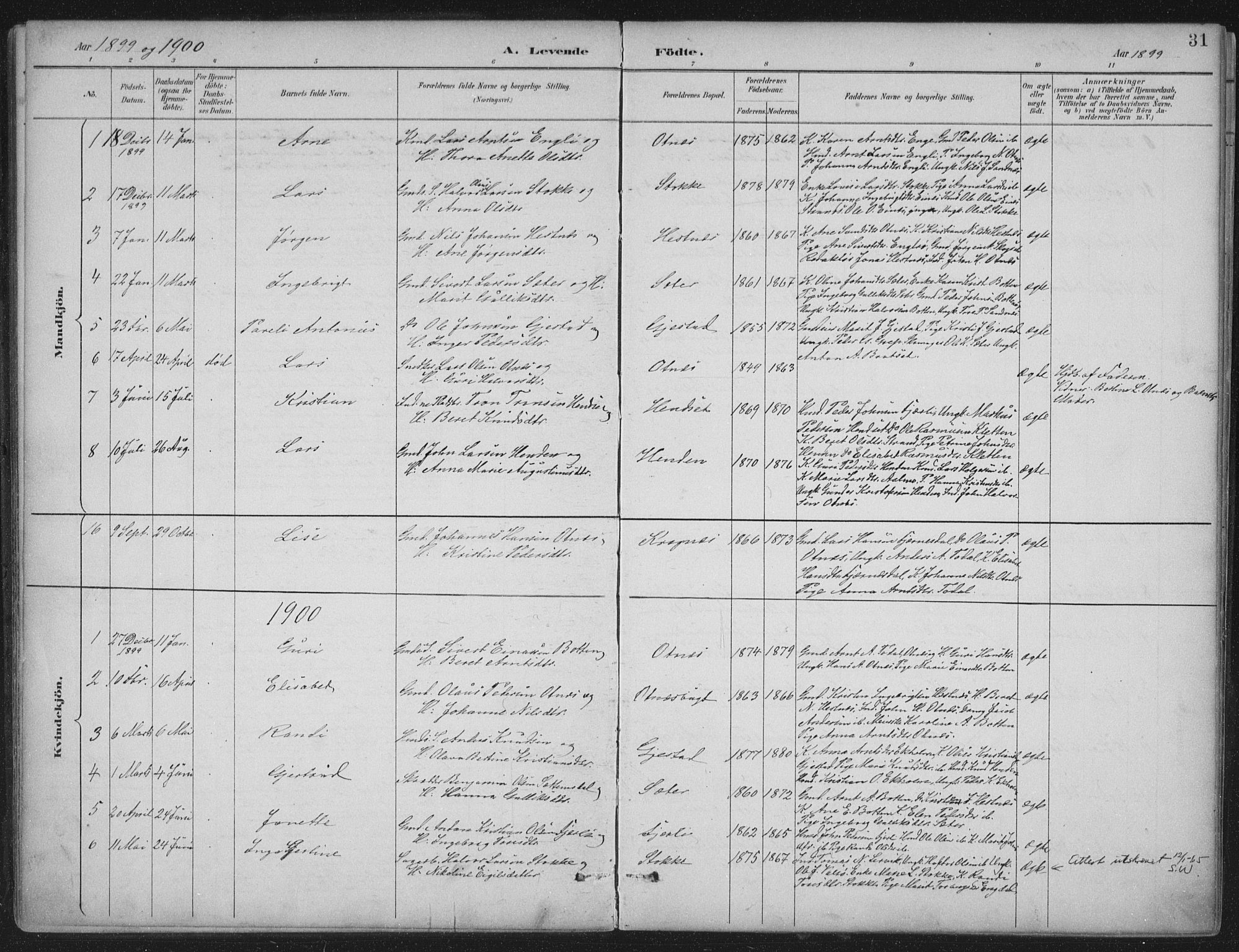 Ministerialprotokoller, klokkerbøker og fødselsregistre - Møre og Romsdal, AV/SAT-A-1454/580/L0925: Parish register (official) no. 580A02, 1888-1913, p. 31