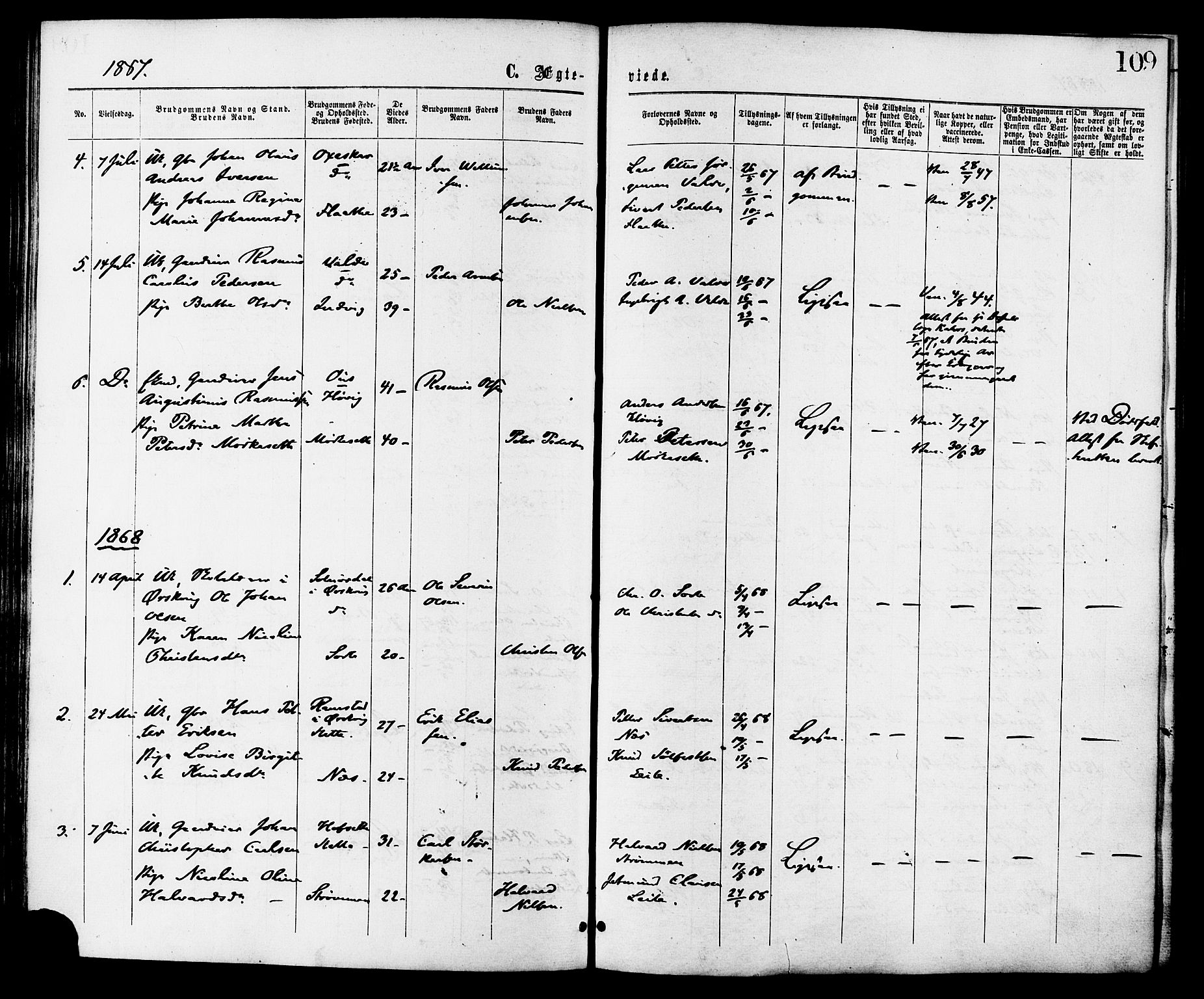 Ministerialprotokoller, klokkerbøker og fødselsregistre - Møre og Romsdal, AV/SAT-A-1454/524/L0355: Parish register (official) no. 524A07, 1864-1879, p. 109