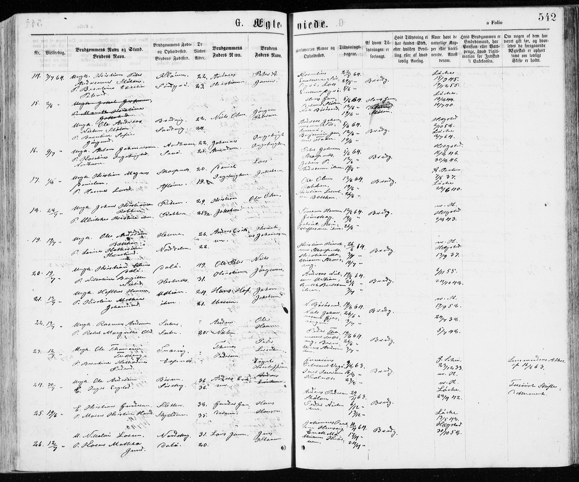 Ministerialprotokoller, klokkerbøker og fødselsregistre - Sør-Trøndelag, AV/SAT-A-1456/640/L0576: Parish register (official) no. 640A01, 1846-1876, p. 542