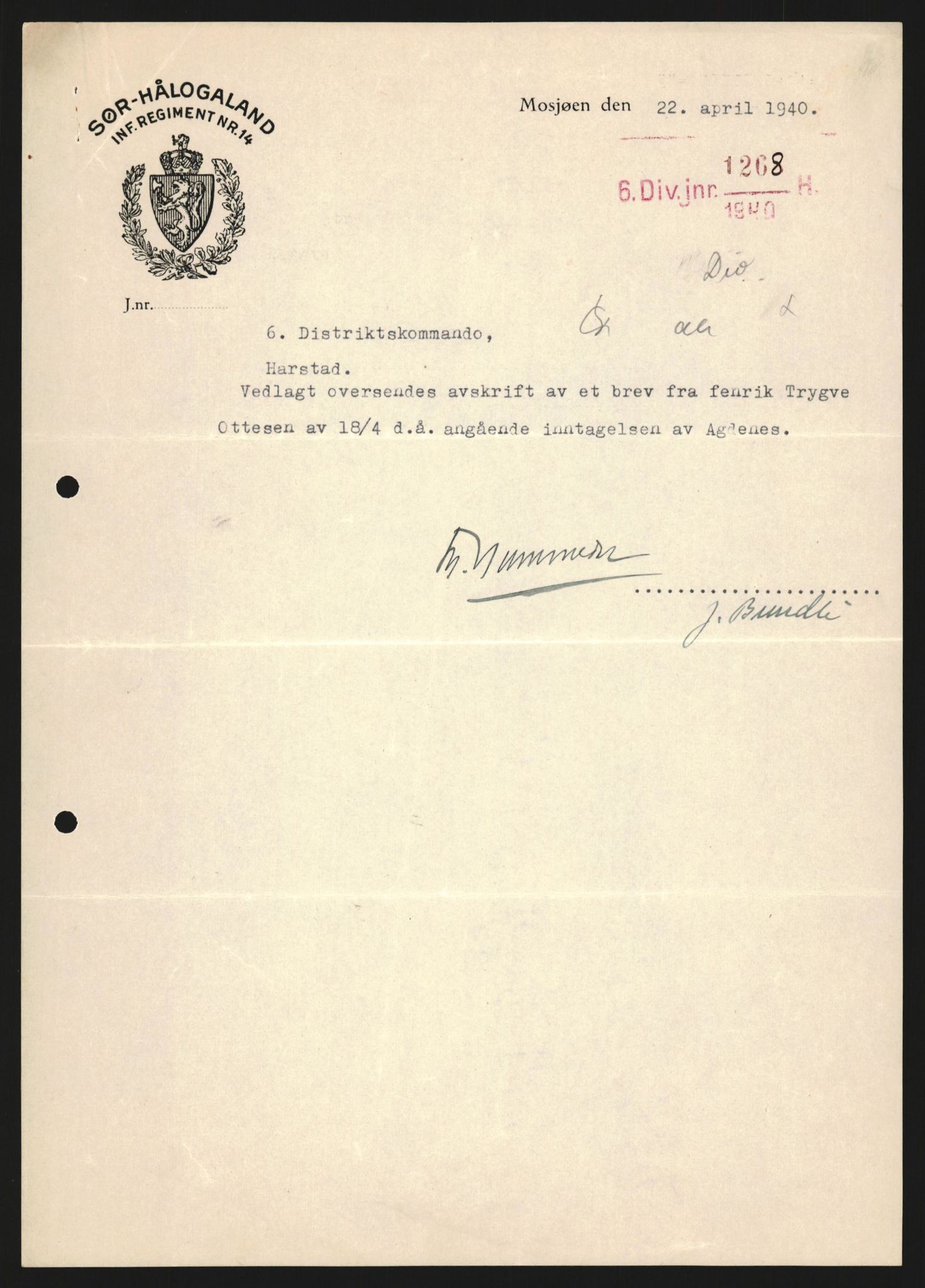 Forsvaret, Forsvarets krigshistoriske avdeling, AV/RA-RAFA-2017/Y/Yb/L0122: II-C-11-600  -  6. Divisjon med avdelinger, 1940, p. 306