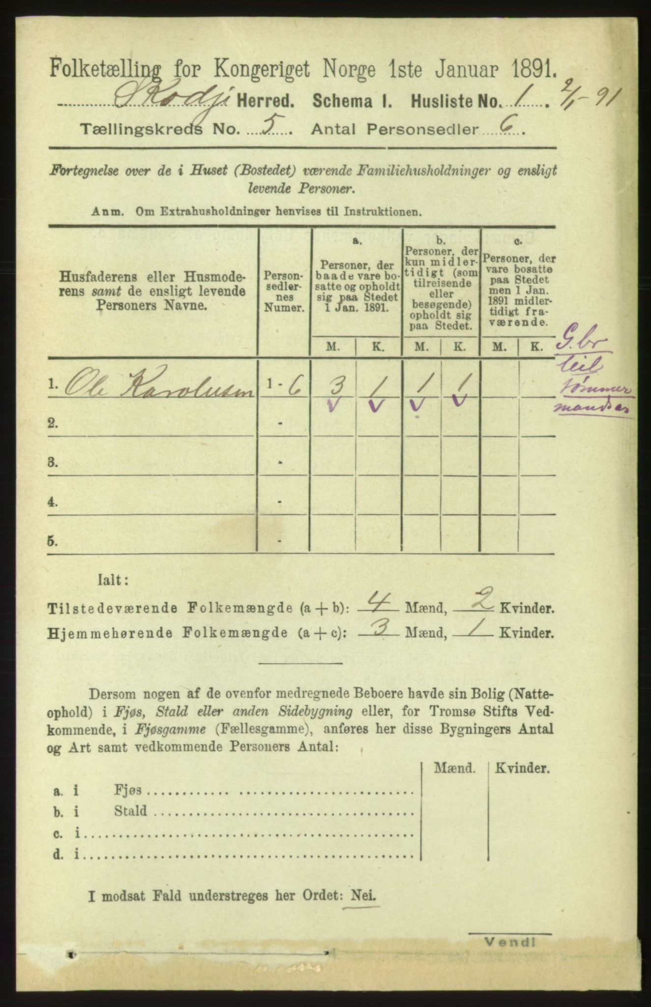 RA, 1891 census for 1529 Skodje, 1891, p. 733