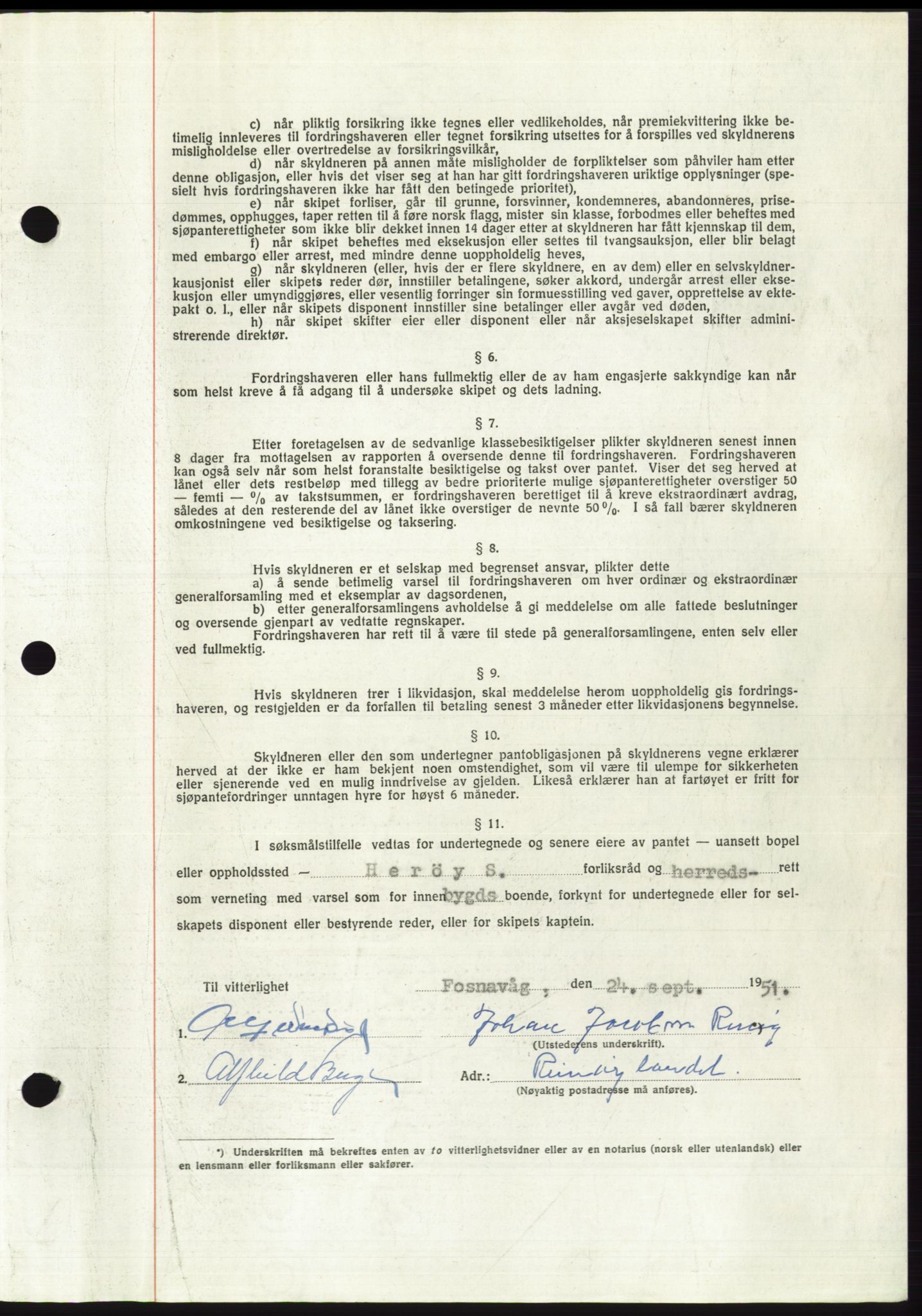 Søre Sunnmøre sorenskriveri, AV/SAT-A-4122/1/2/2C/L0121: Mortgage book no. 9B, 1951-1952, Diary no: : 2456/1951