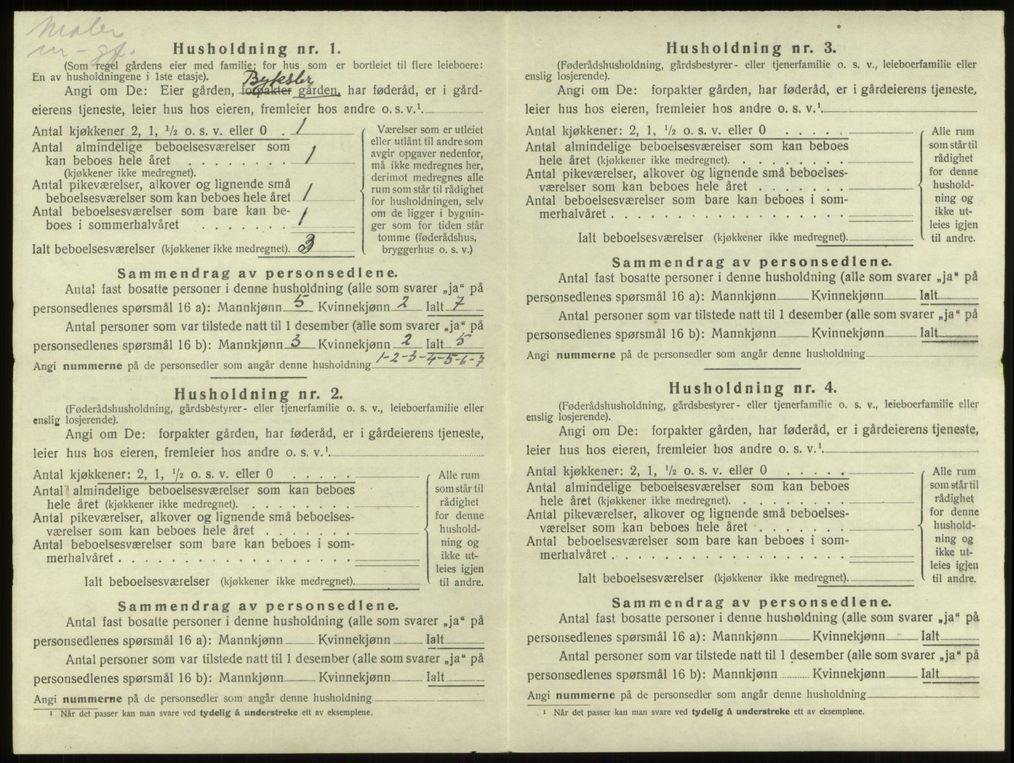 SAB, 1920 census for Innvik, 1920, p. 915