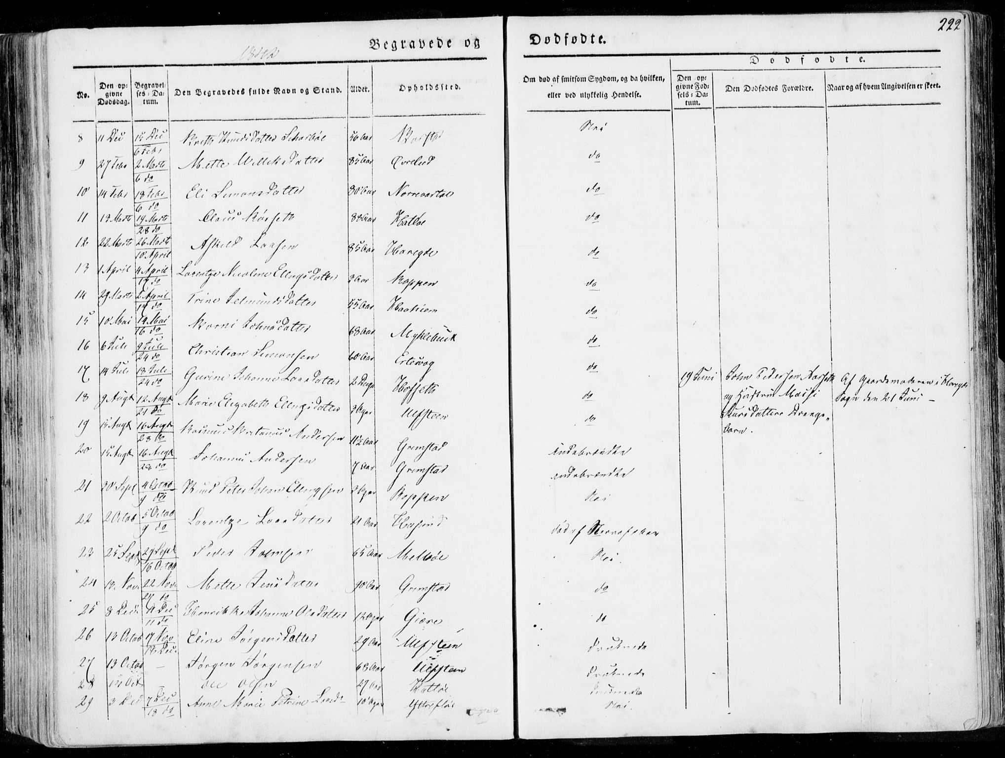 Ministerialprotokoller, klokkerbøker og fødselsregistre - Møre og Romsdal, AV/SAT-A-1454/509/L0104: Parish register (official) no. 509A02, 1833-1847, p. 222