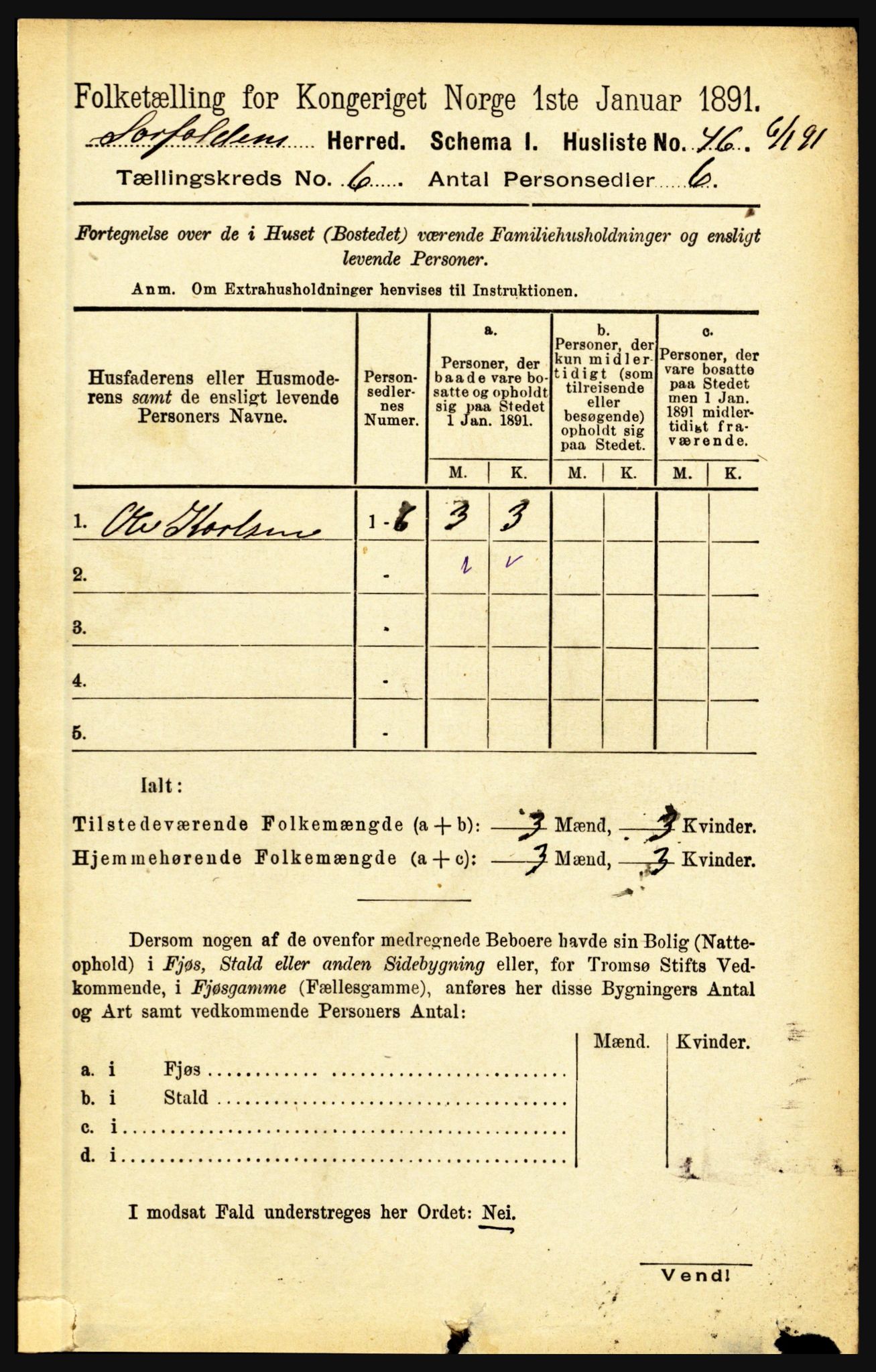 RA, 1891 census for 1845 Sørfold, 1891, p. 1818