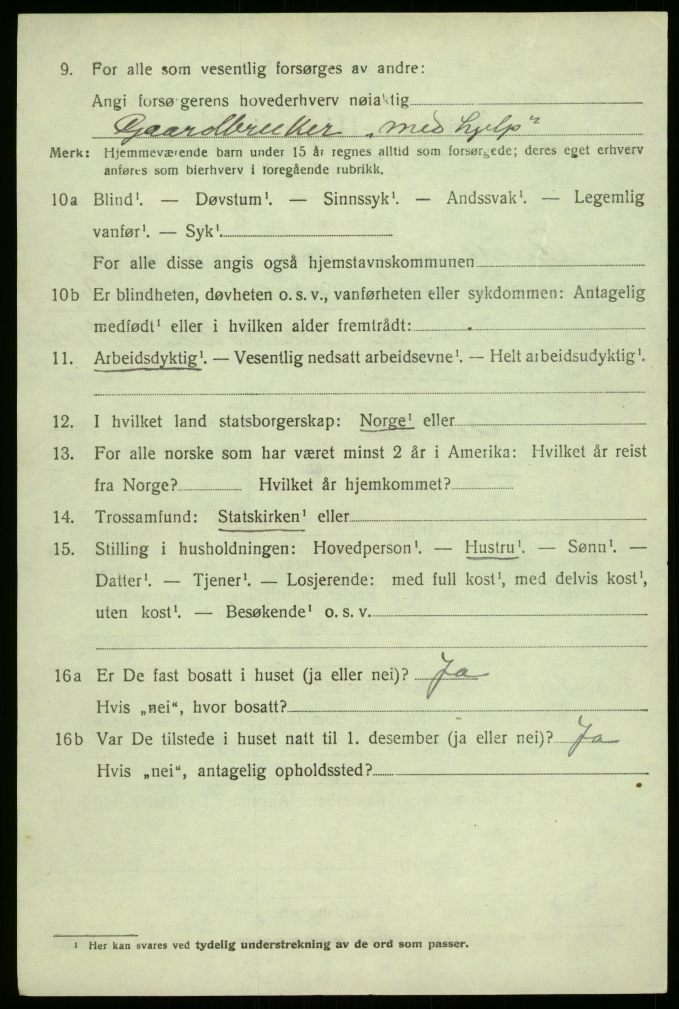 SAB, 1920 census for Aurland, 1920, p. 3869