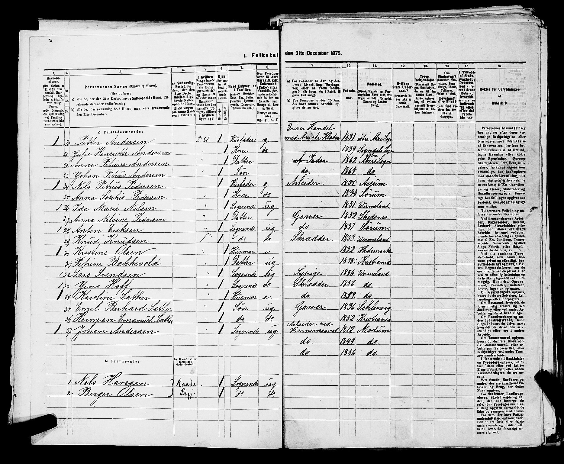 RA, 1875 census for 0301 Kristiania, 1875, p. 1791