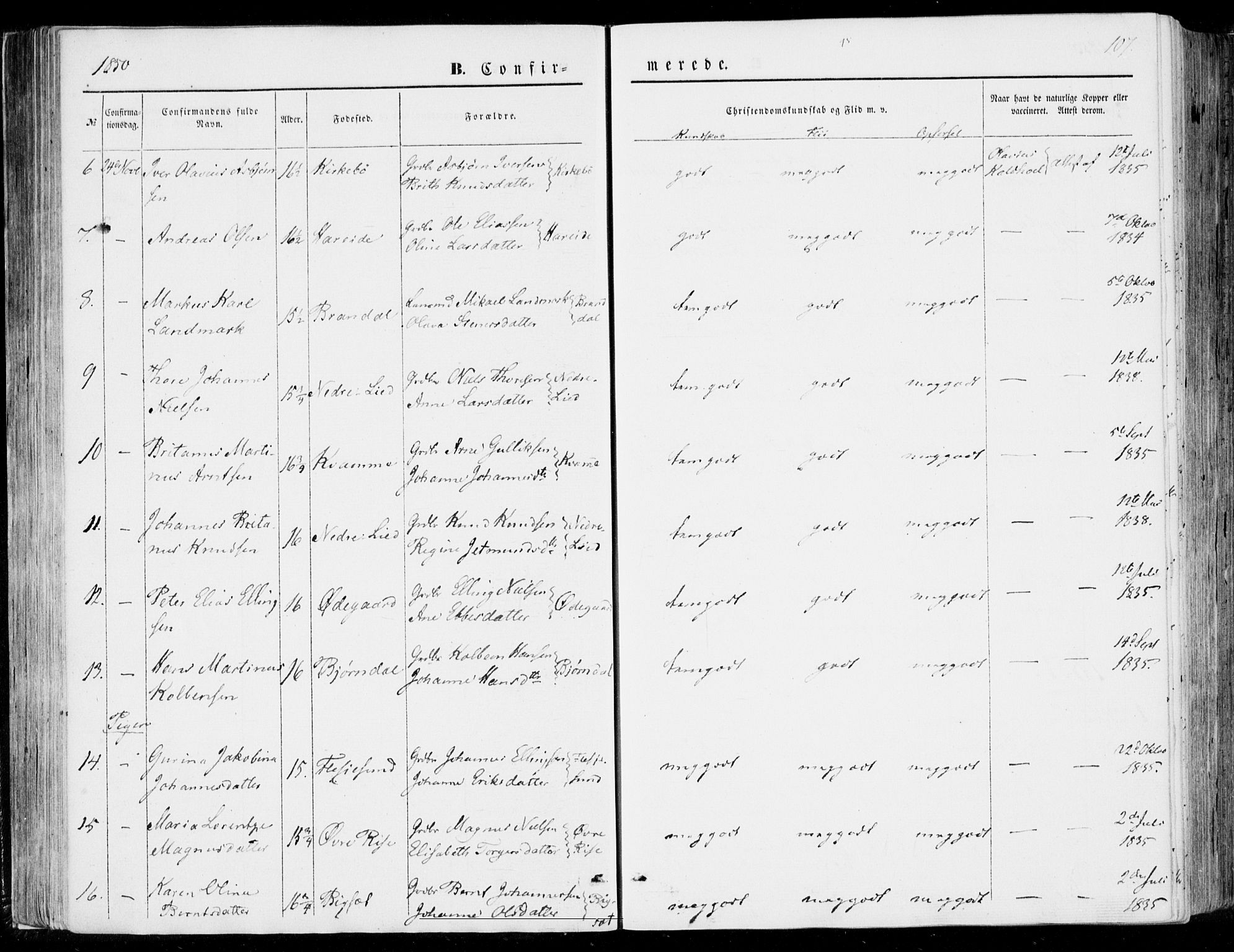 Ministerialprotokoller, klokkerbøker og fødselsregistre - Møre og Romsdal, SAT/A-1454/510/L0121: Parish register (official) no. 510A01, 1848-1877, p. 107