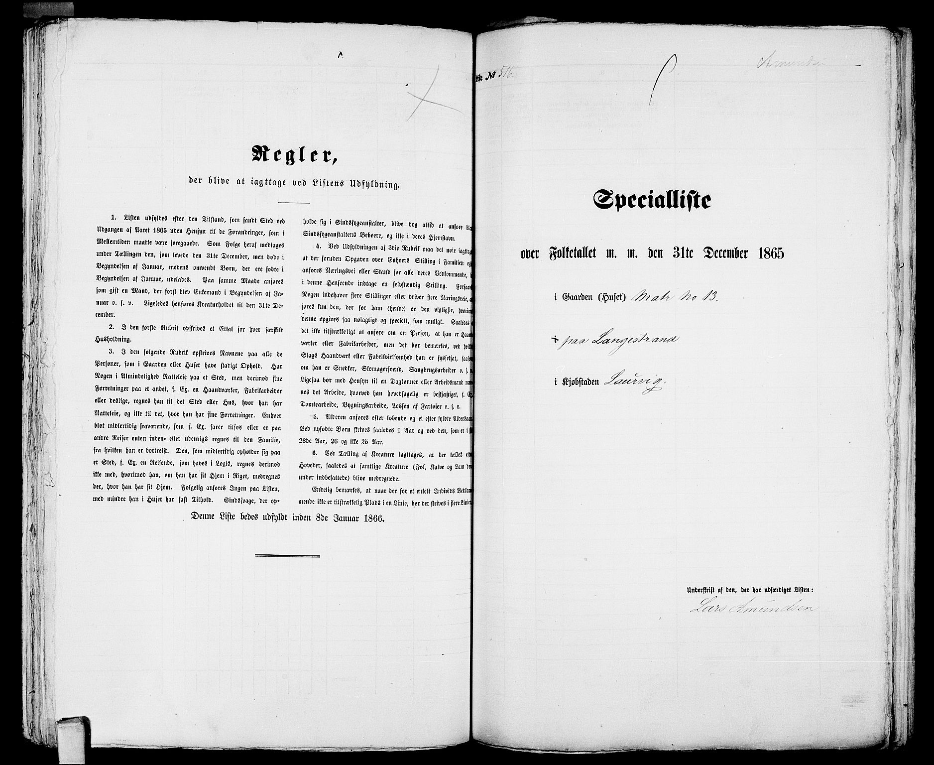 RA, 1865 census for Larvik, 1865, p. 1057