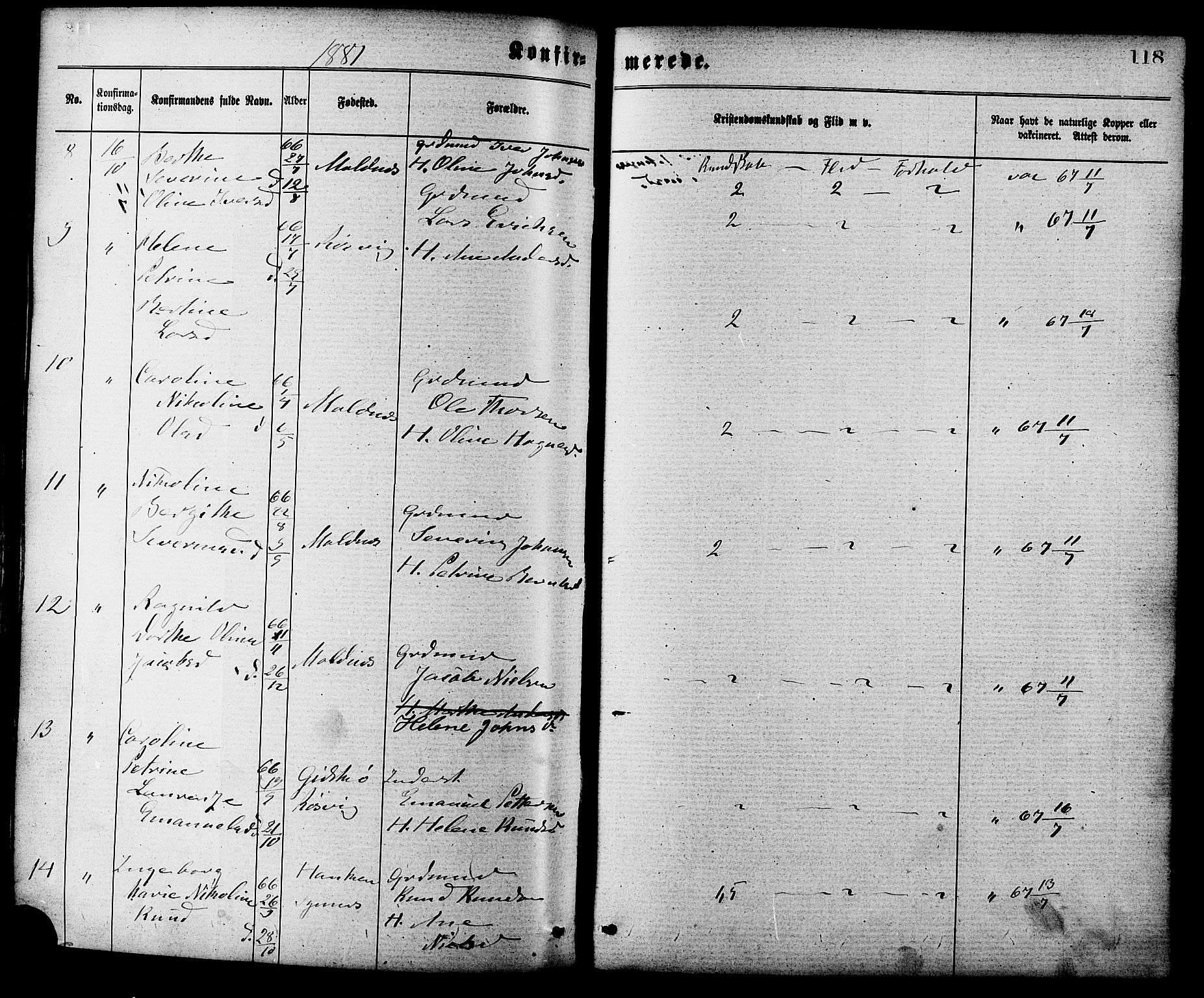 Ministerialprotokoller, klokkerbøker og fødselsregistre - Møre og Romsdal, AV/SAT-A-1454/537/L0519: Parish register (official) no. 537A03, 1876-1889, p. 118