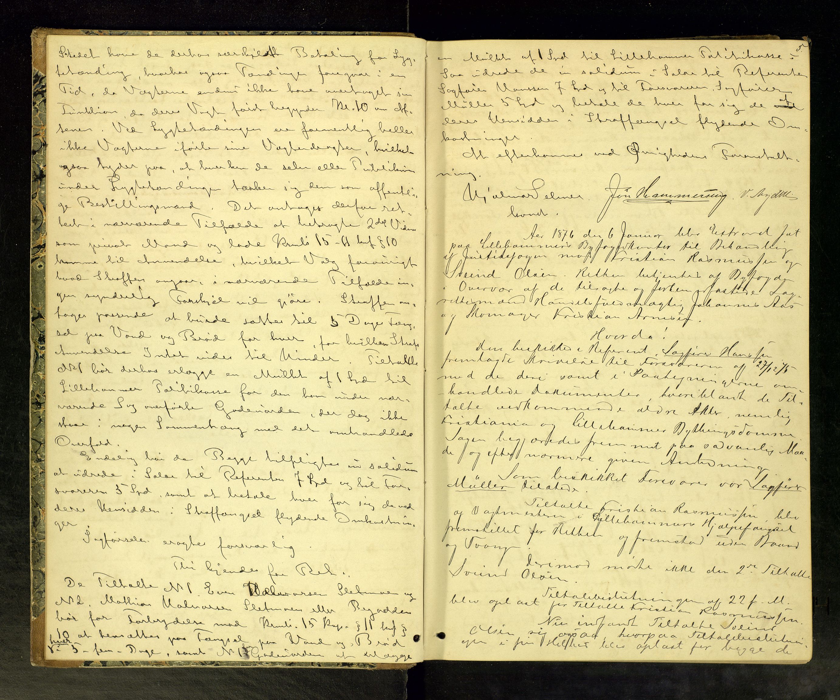 Lillehammer byfogd og byskriver, AV/SAH-TING-040/G/Gc/Gca/L0003: Ekstrarettsprotokoll, 1875-1881, p. 5