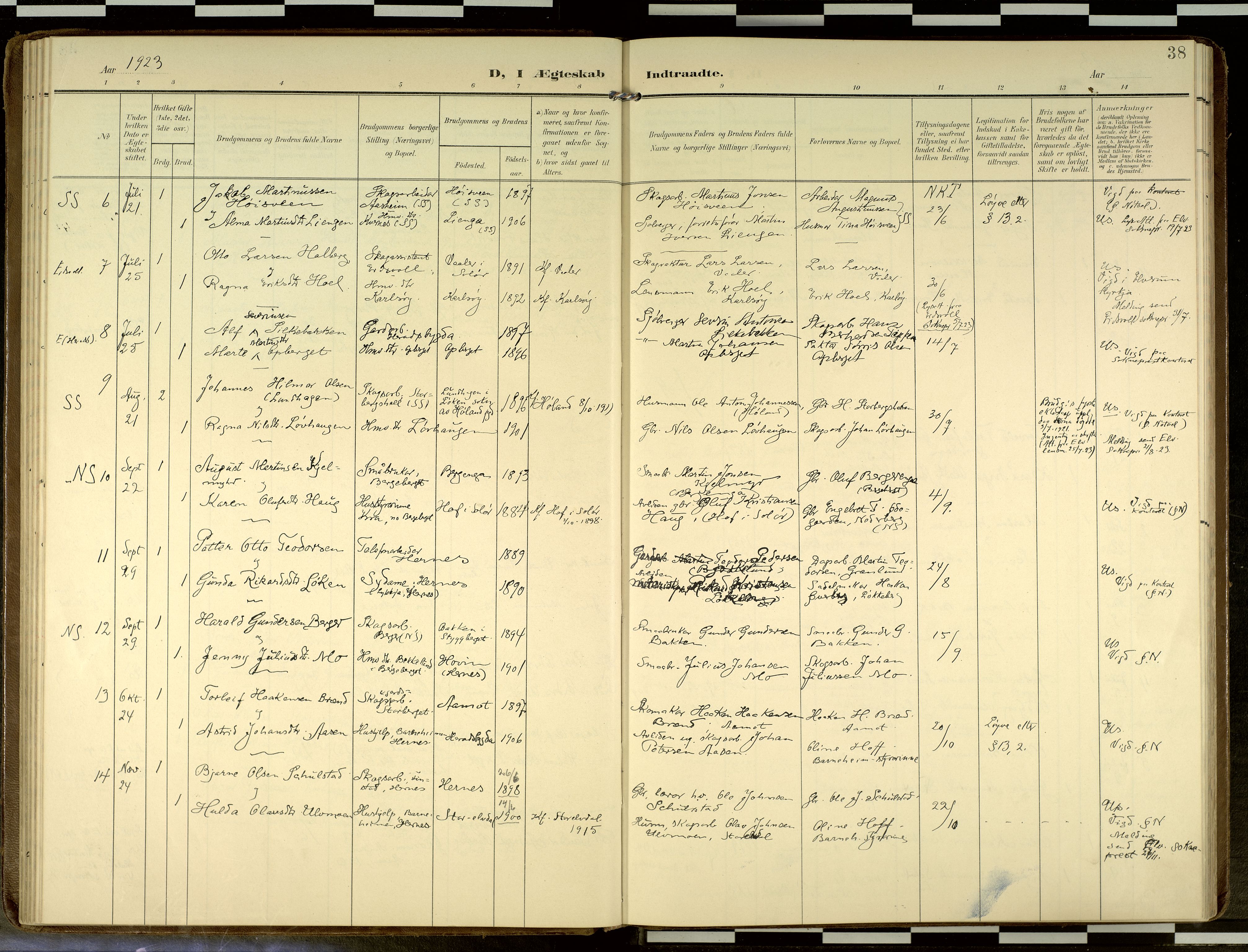 Elverum prestekontor, AV/SAH-PREST-044/H/Ha/Haa/L0019: Parish register (official) no. 19, 1903-1926, p. 38