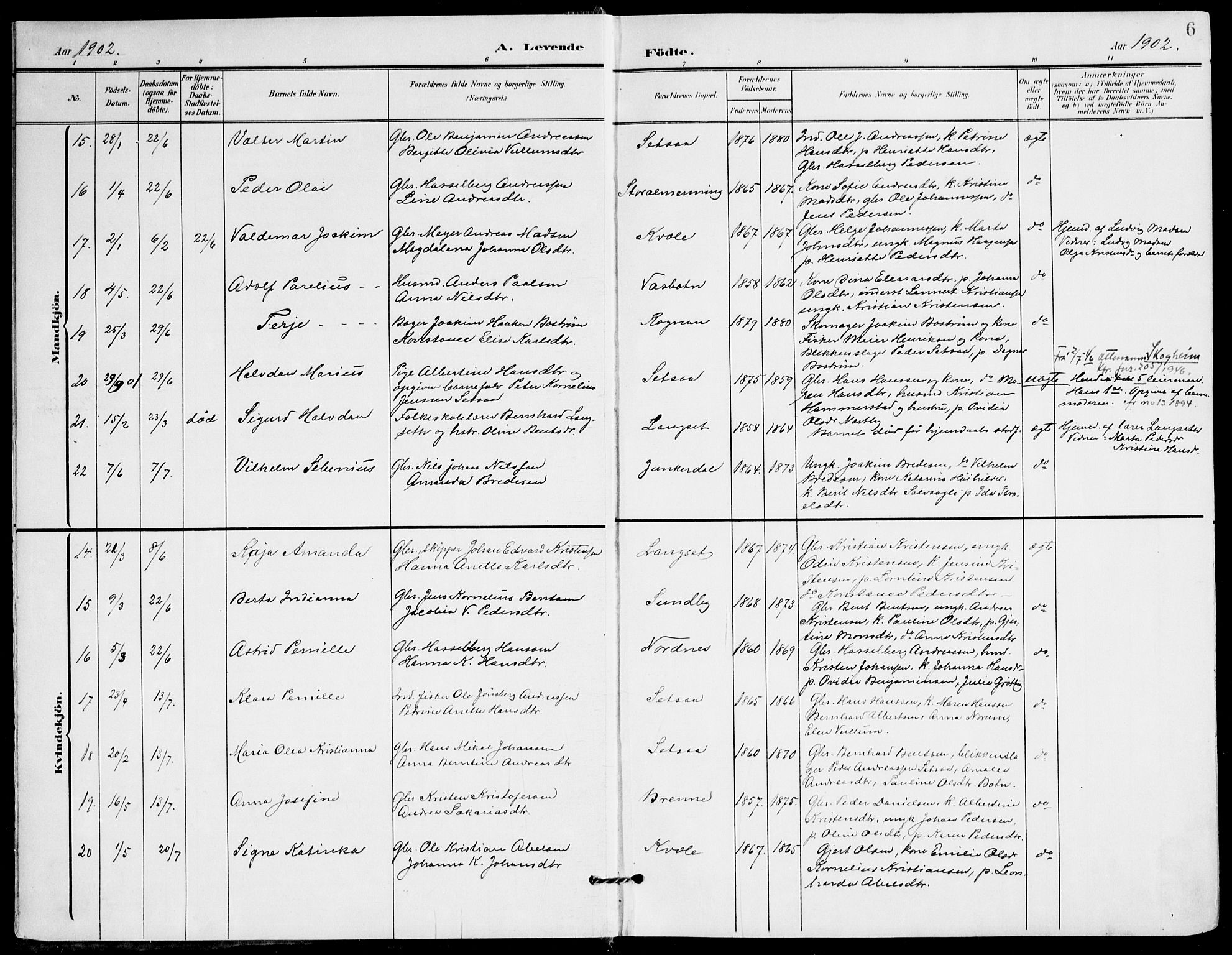 Ministerialprotokoller, klokkerbøker og fødselsregistre - Nordland, AV/SAT-A-1459/847/L0672: Parish register (official) no. 847A12, 1902-1919, p. 6