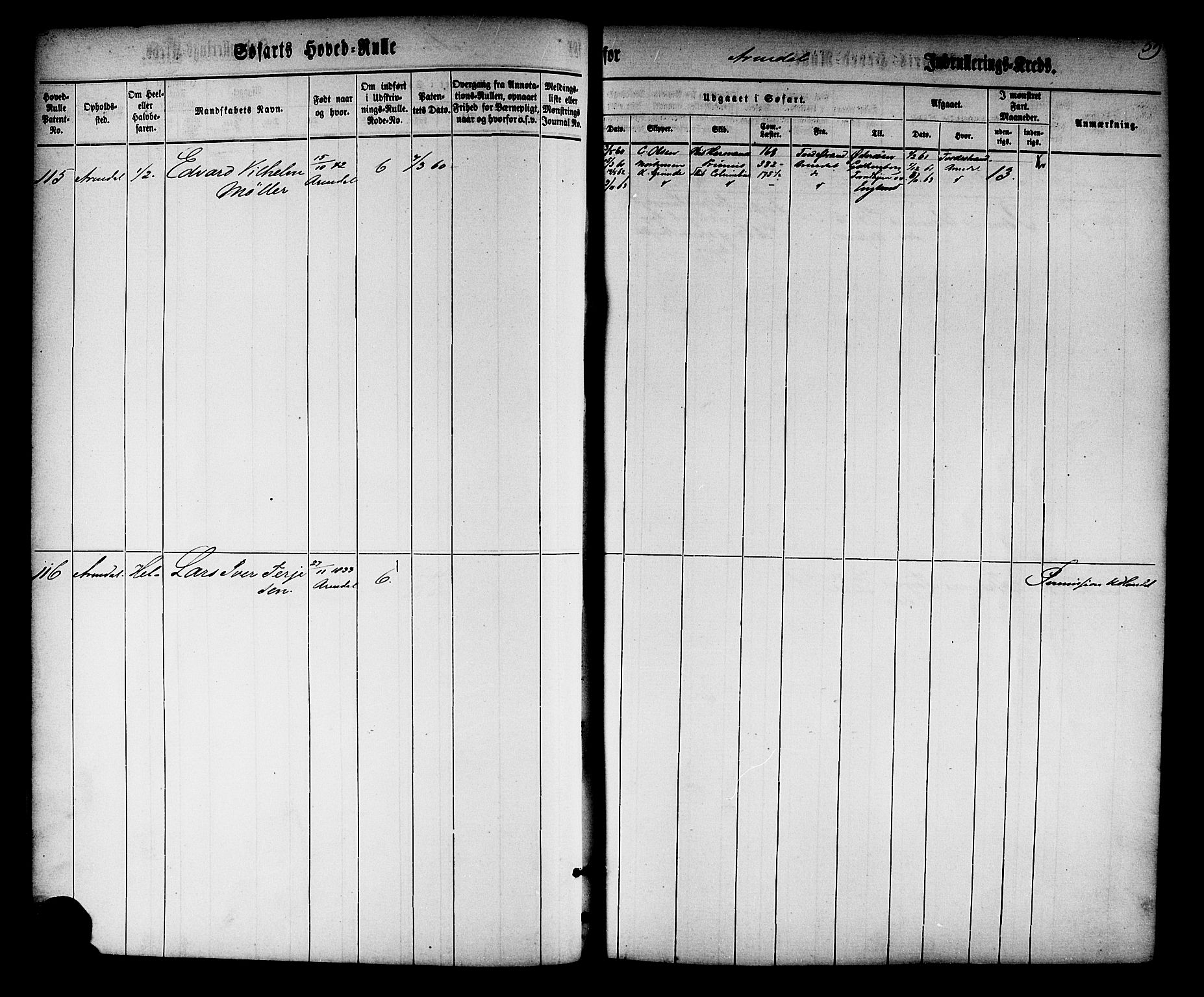 Arendal mønstringskrets, AV/SAK-2031-0012/F/Fb/L0008: Hovedrulle nr 1-766, S-6, 1860-1865, p. 60