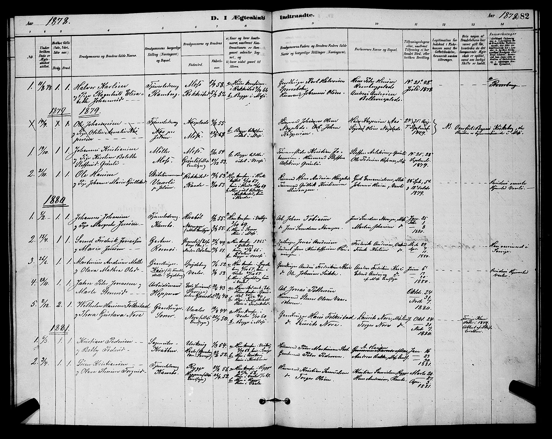 Moss prestekontor Kirkebøker, AV/SAO-A-2003/G/Gb/L0001: Parish register (copy) no. II 1, 1878-1900, p. 82