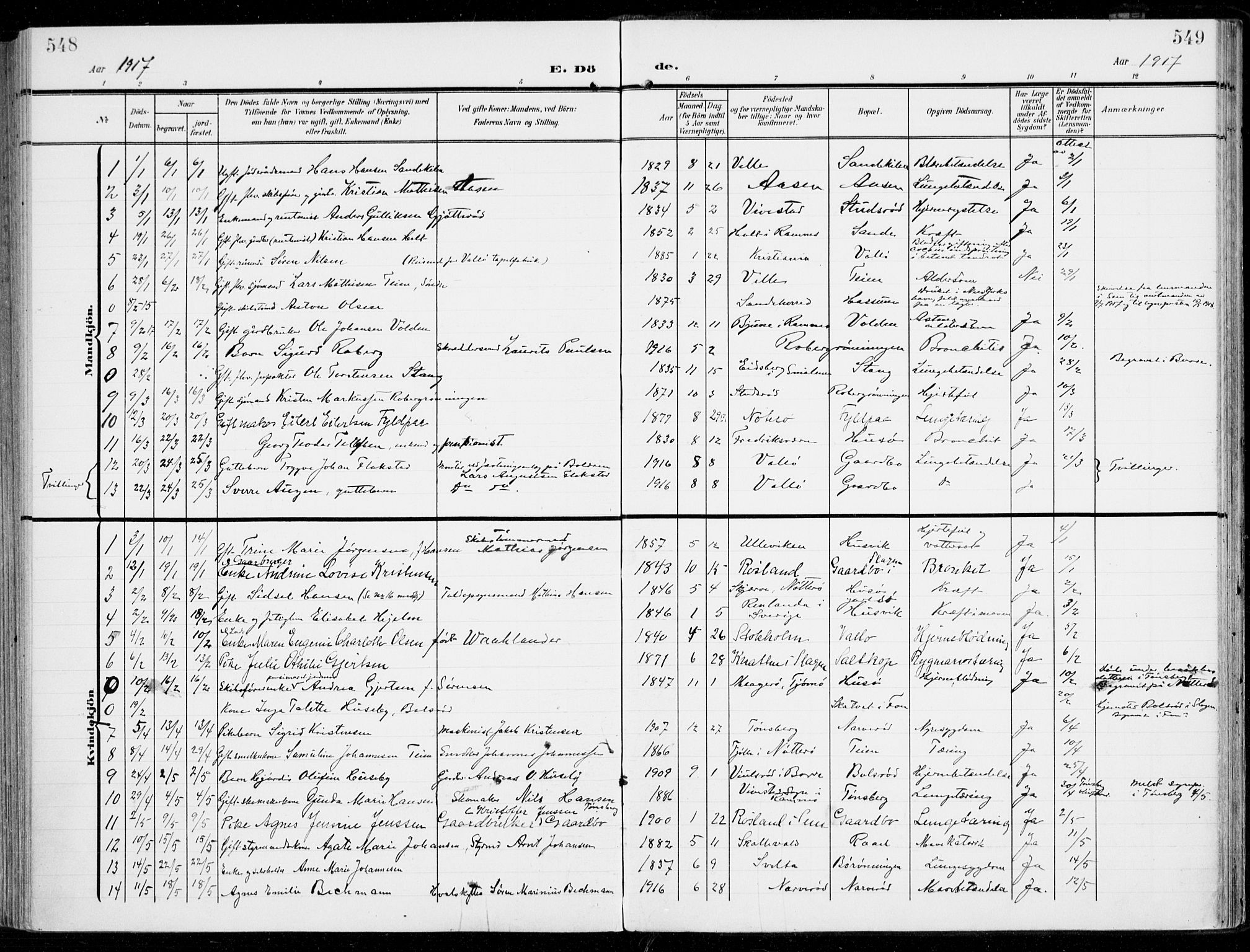Sem kirkebøker, SAKO/A-5/F/Fb/L0006: Parish register (official) no. II 6, 1905-1918, p. 548-549