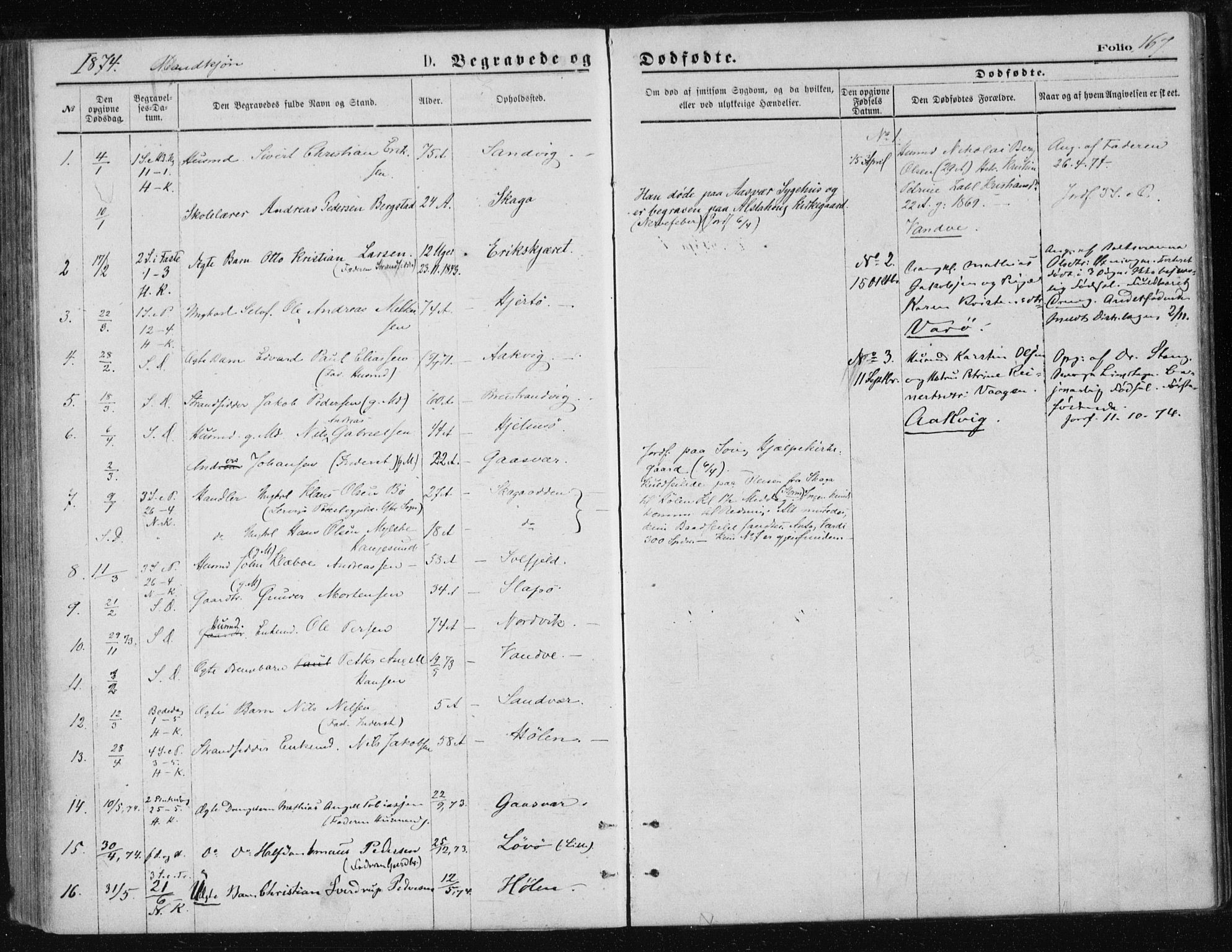 Ministerialprotokoller, klokkerbøker og fødselsregistre - Nordland, AV/SAT-A-1459/834/L0506: Parish register (official) no. 834A04, 1872-1878, p. 167