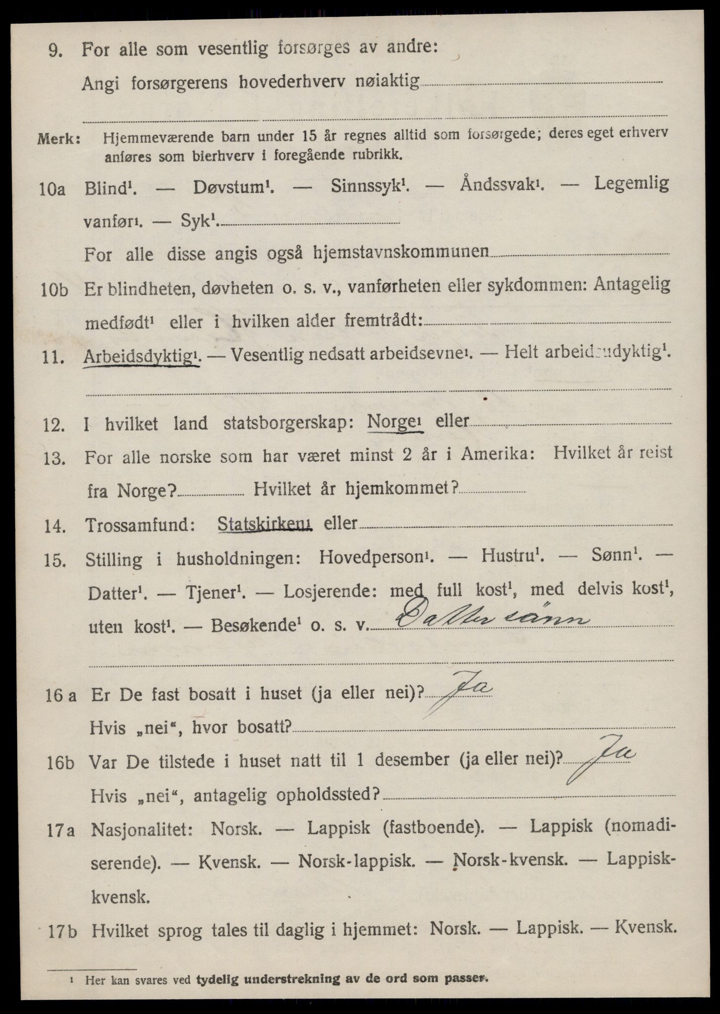 SAT, 1920 census for Hemne, 1920, p. 6515