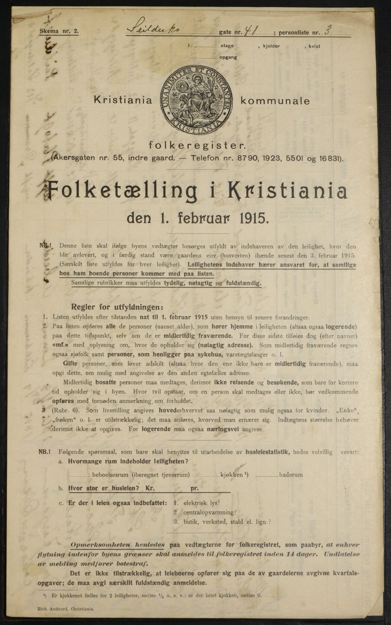 OBA, Municipal Census 1915 for Kristiania, 1915, p. 94393