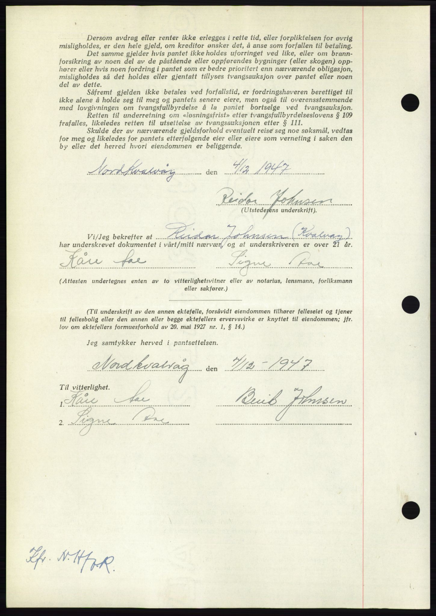 Nordmøre sorenskriveri, AV/SAT-A-4132/1/2/2Ca: Mortgage book no. B97, 1947-1948, Diary no: : 2919/1947