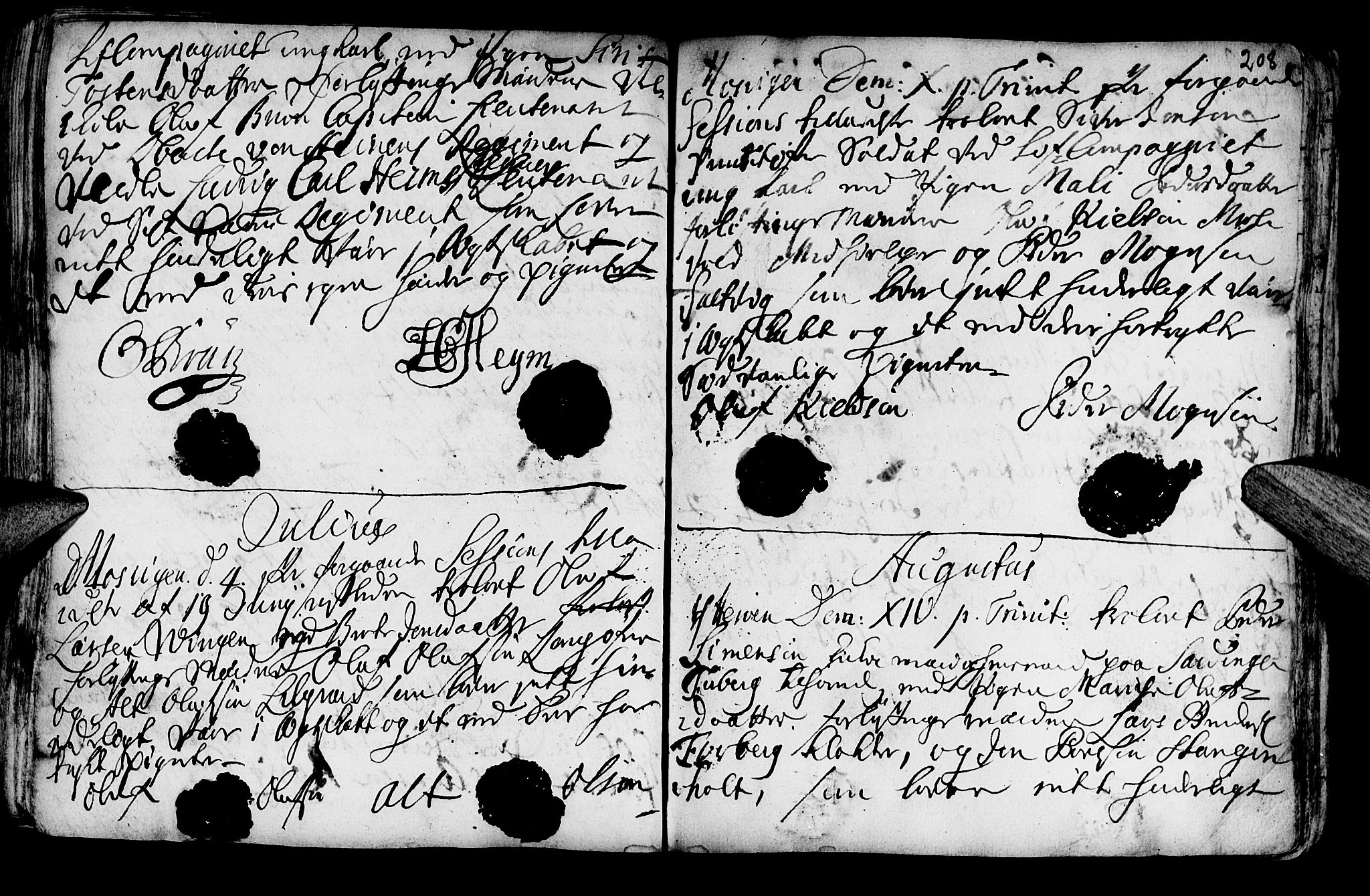 Ministerialprotokoller, klokkerbøker og fødselsregistre - Nord-Trøndelag, SAT/A-1458/722/L0215: Parish register (official) no. 722A02, 1718-1755, p. 208