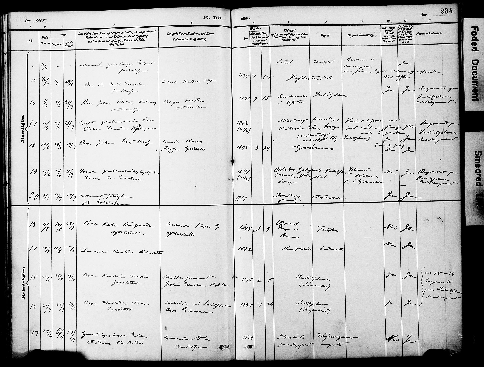 Ministerialprotokoller, klokkerbøker og fødselsregistre - Nordland, AV/SAT-A-1459/849/L0690: Parish register (official) no. 849A02, 1890-1897, p. 234