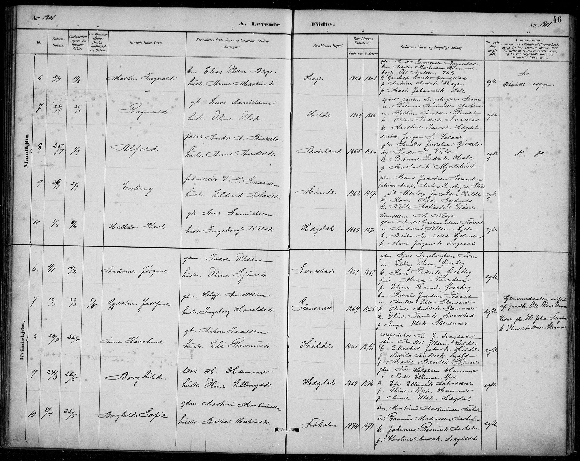 Innvik sokneprestembete, AV/SAB-A-80501: Parish register (copy) no. A 3, 1886-1912, p. 46