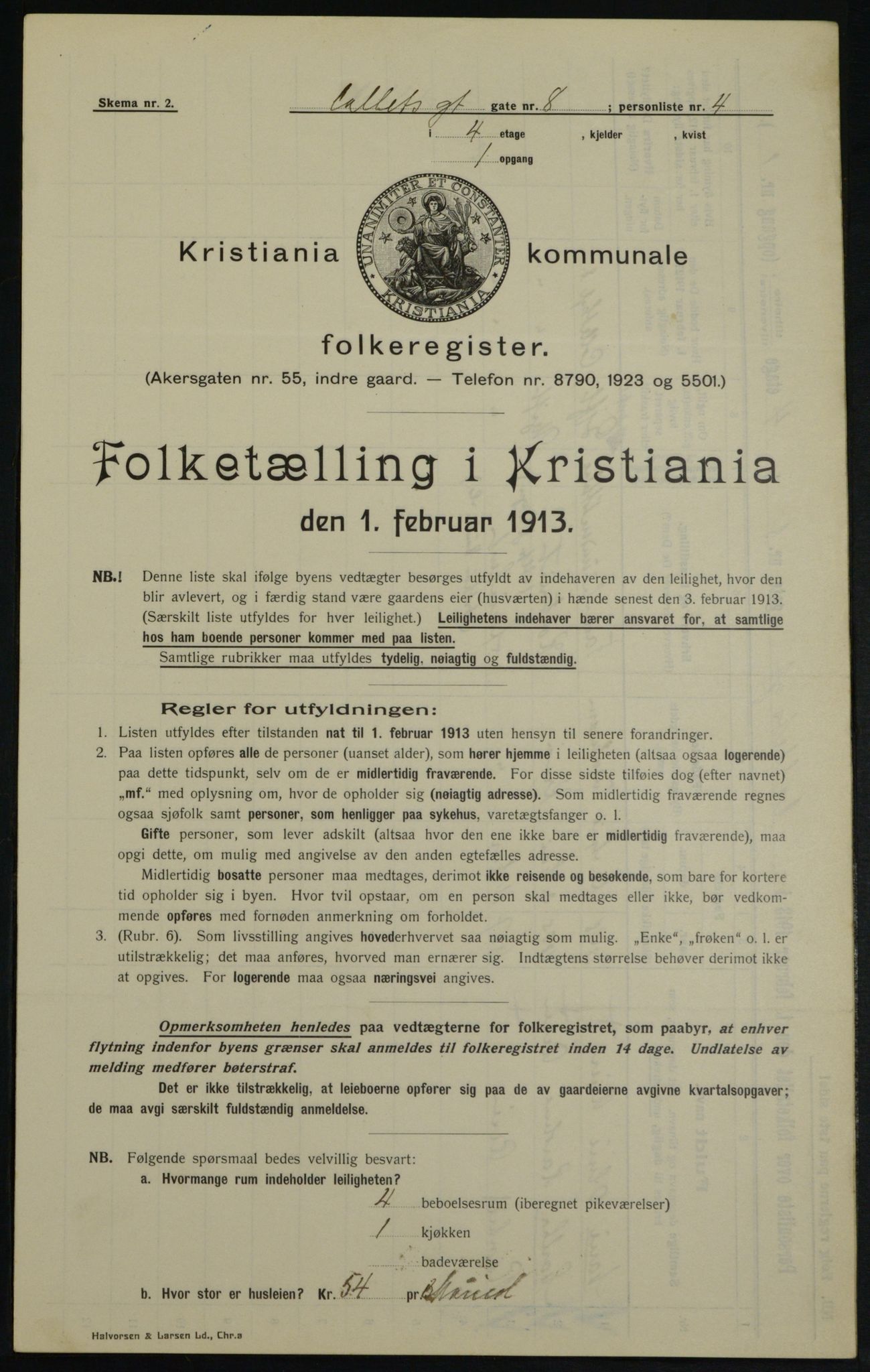 OBA, Municipal Census 1913 for Kristiania, 1913, p. 13100