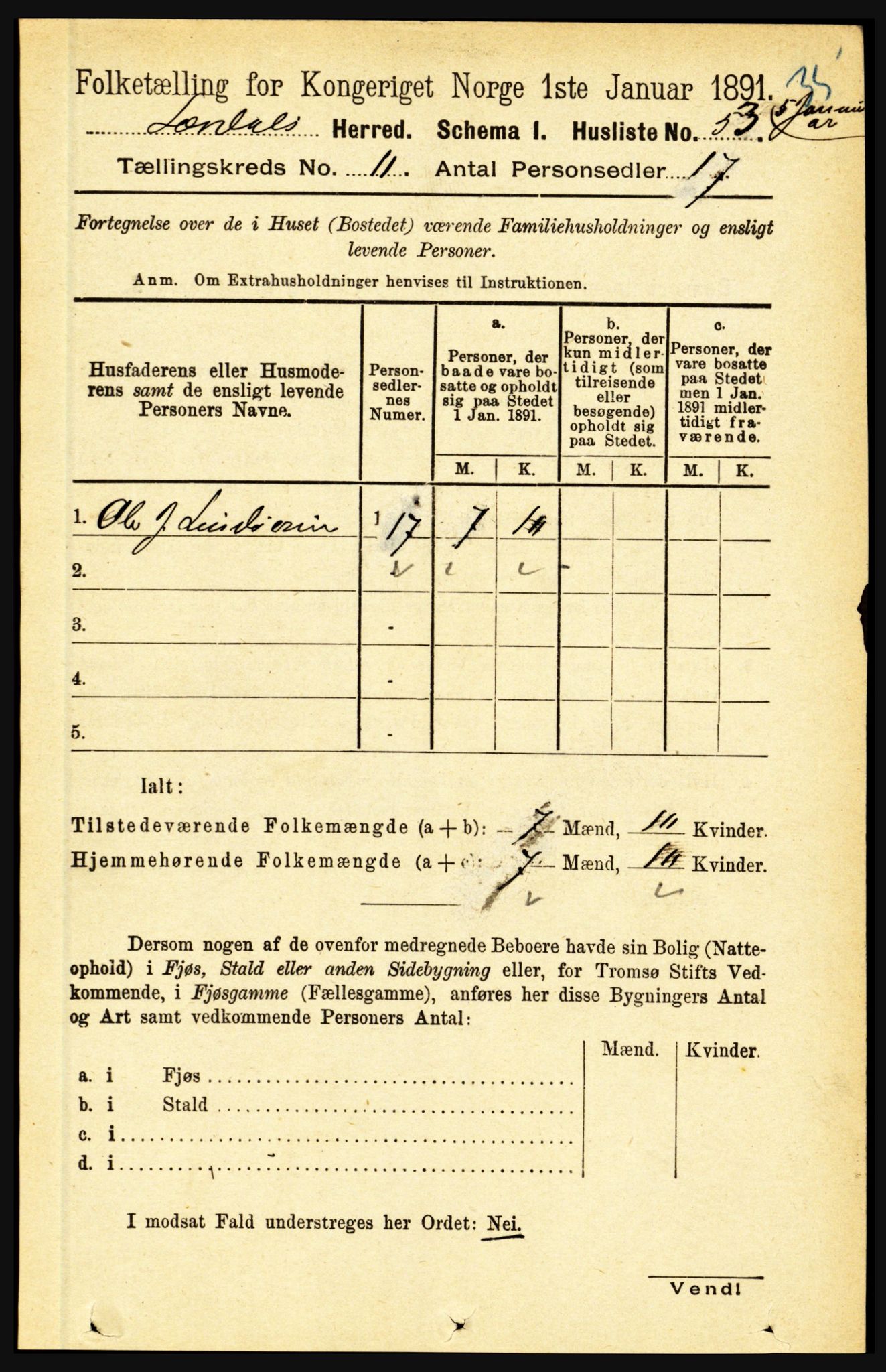 RA, 1891 census for 1422 Lærdal, 1891, p. 2149