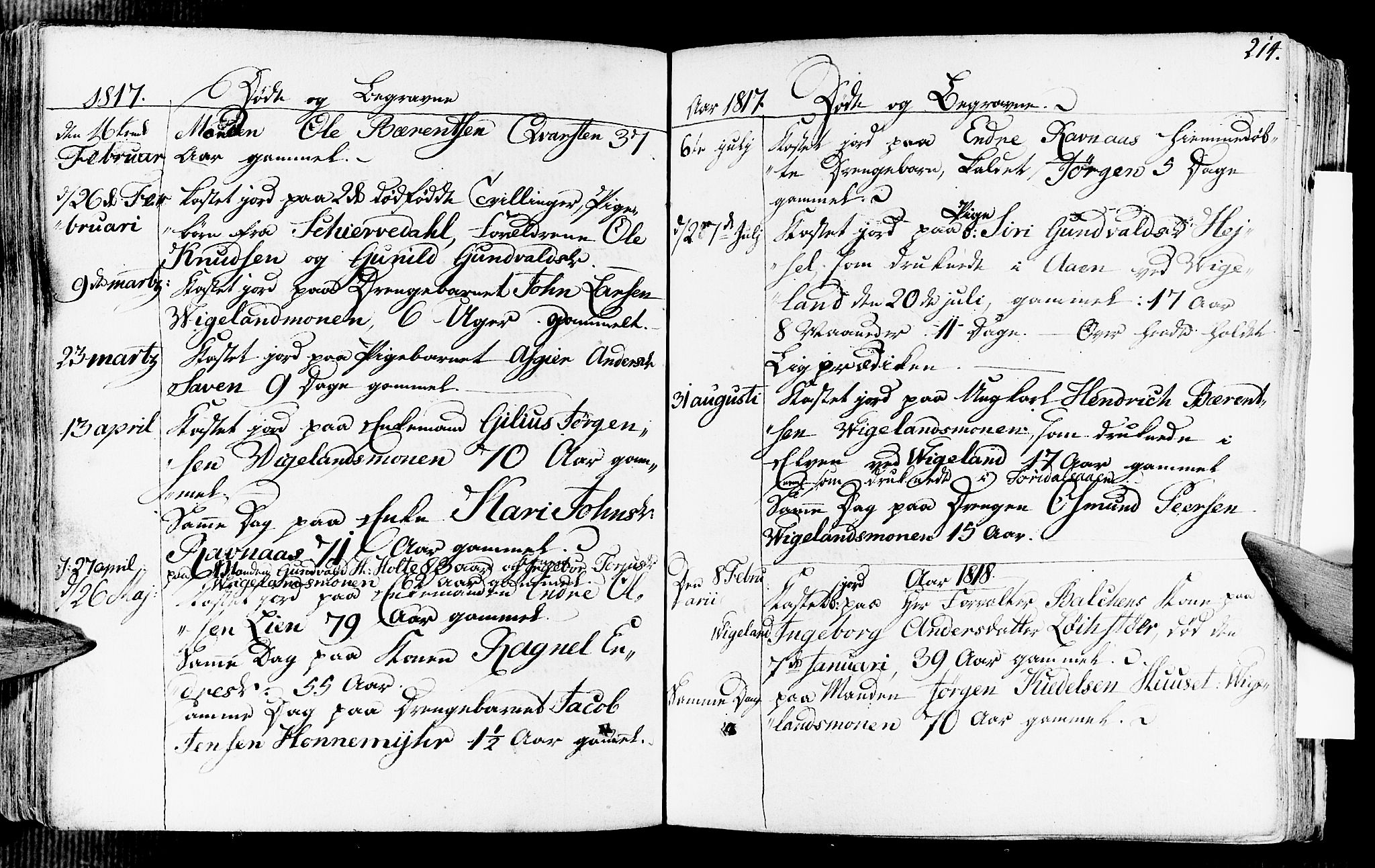 Vennesla sokneprestkontor, AV/SAK-1111-0045/Fa/Fab/L0002: Parish register (official) no. A 2, 1794-1834, p. 214