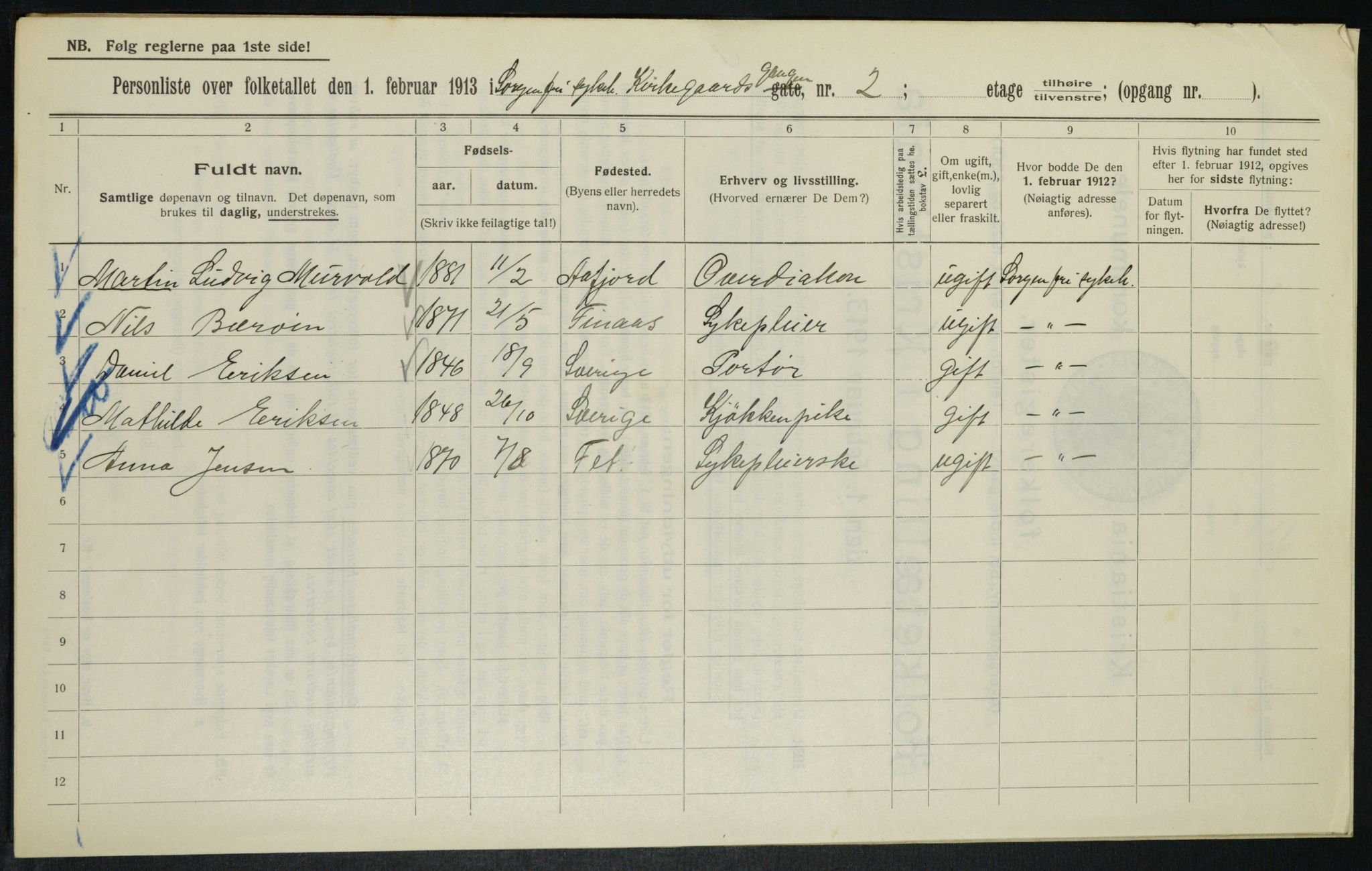 OBA, Municipal Census 1913 for Kristiania, 1913, p. 49742