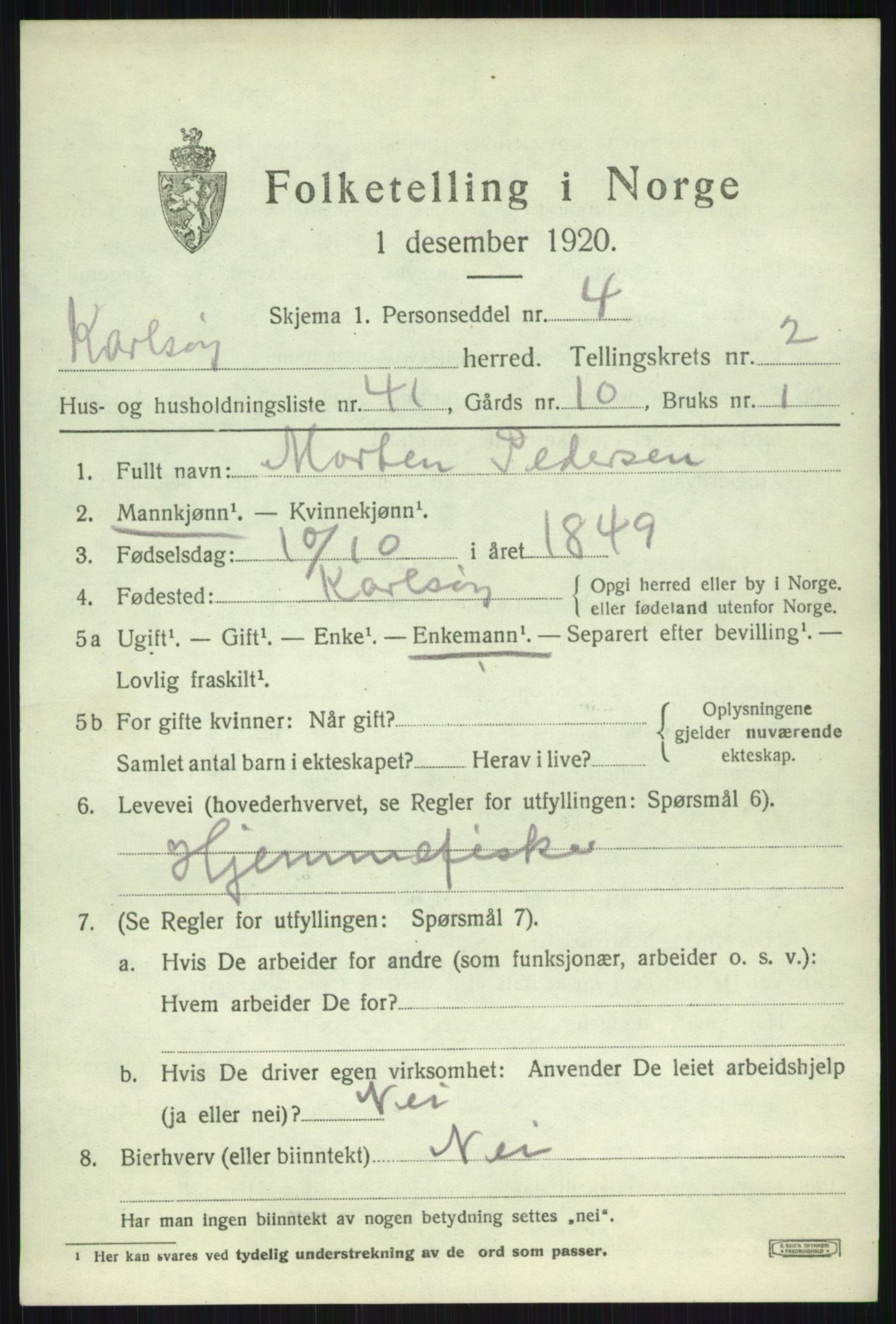 SATØ, 1920 census for Karlsøy, 1920, p. 1741