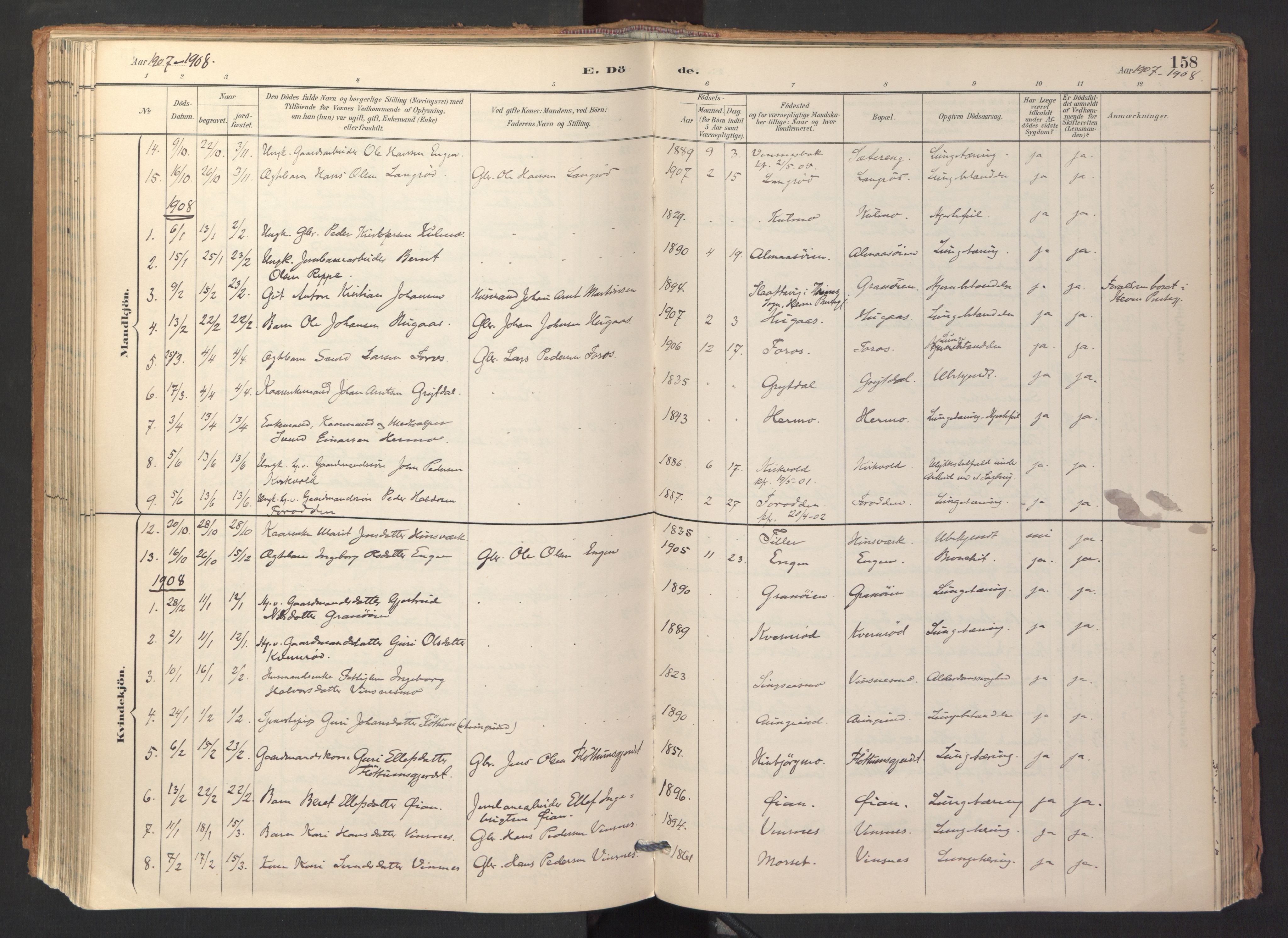 Ministerialprotokoller, klokkerbøker og fødselsregistre - Sør-Trøndelag, AV/SAT-A-1456/688/L1025: Parish register (official) no. 688A02, 1891-1909, p. 158