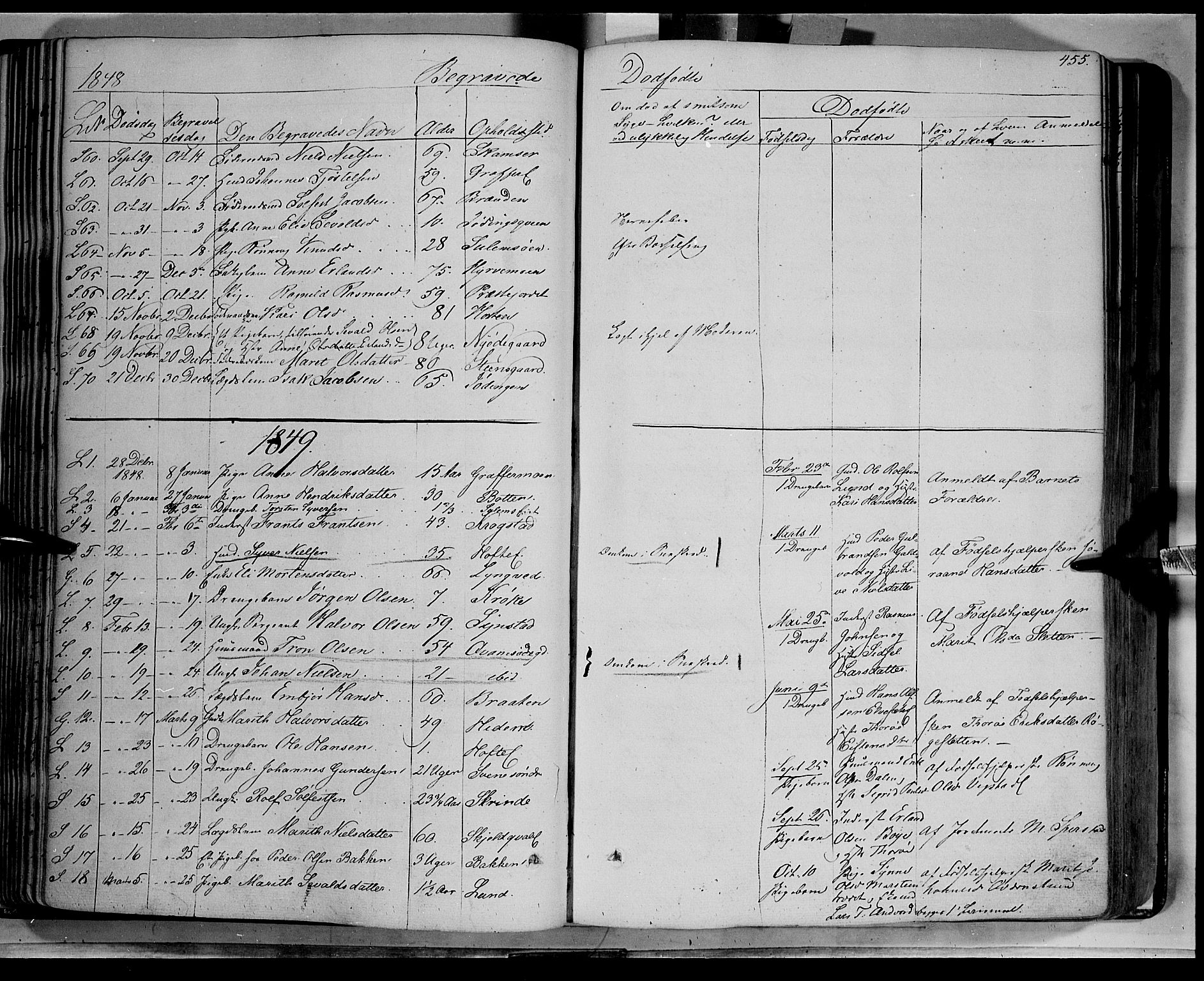 Lom prestekontor, SAH/PREST-070/K/L0006: Parish register (official) no. 6B, 1837-1863, p. 455