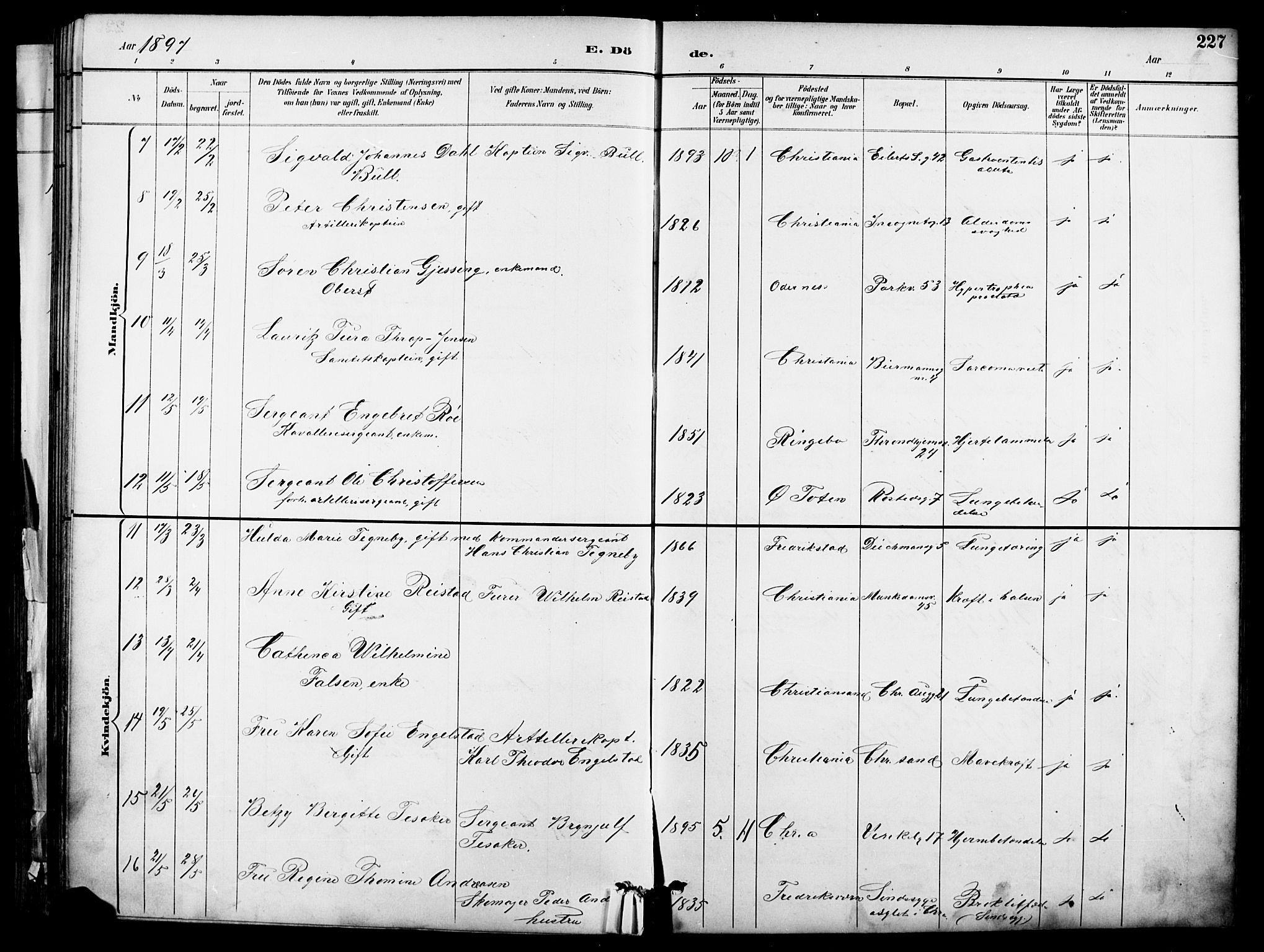 Garnisonsmenigheten Kirkebøker, SAO/A-10846/F/Fa/L0013: Parish register (official) no. 13, 1894-1904, p. 227
