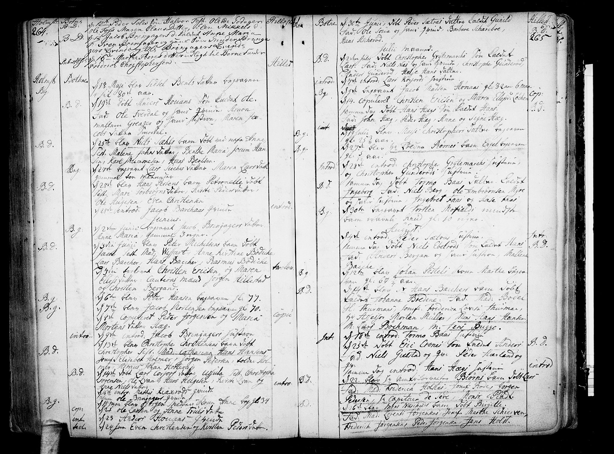 Botne kirkebøker, AV/SAKO-A-340/F/Fa/L0001a: Parish register (official) no. I 1A, 1707-1778, p. 264-265