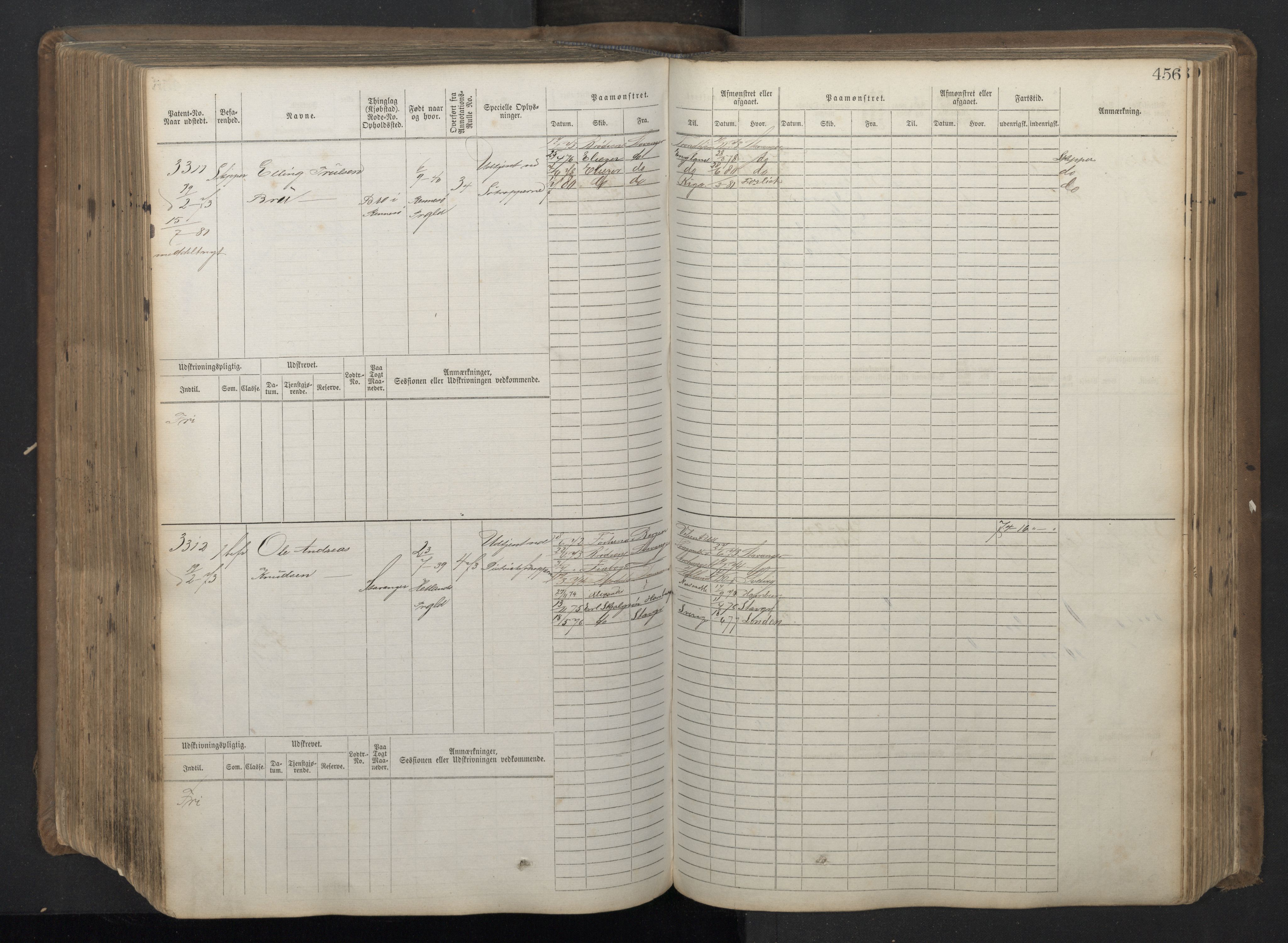 Stavanger sjømannskontor, AV/SAST-A-102006/F/Fb/Fbb/L0018: Sjøfartshovedrulle patnentnr. 2402-3602 (dublett), 1869, p. 460