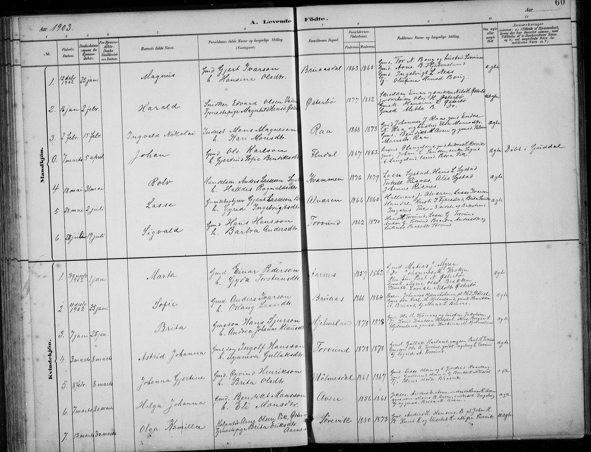 Lavik sokneprestembete, SAB/A-80901: Parish register (copy) no. A 2, 1882-1910, p. 60