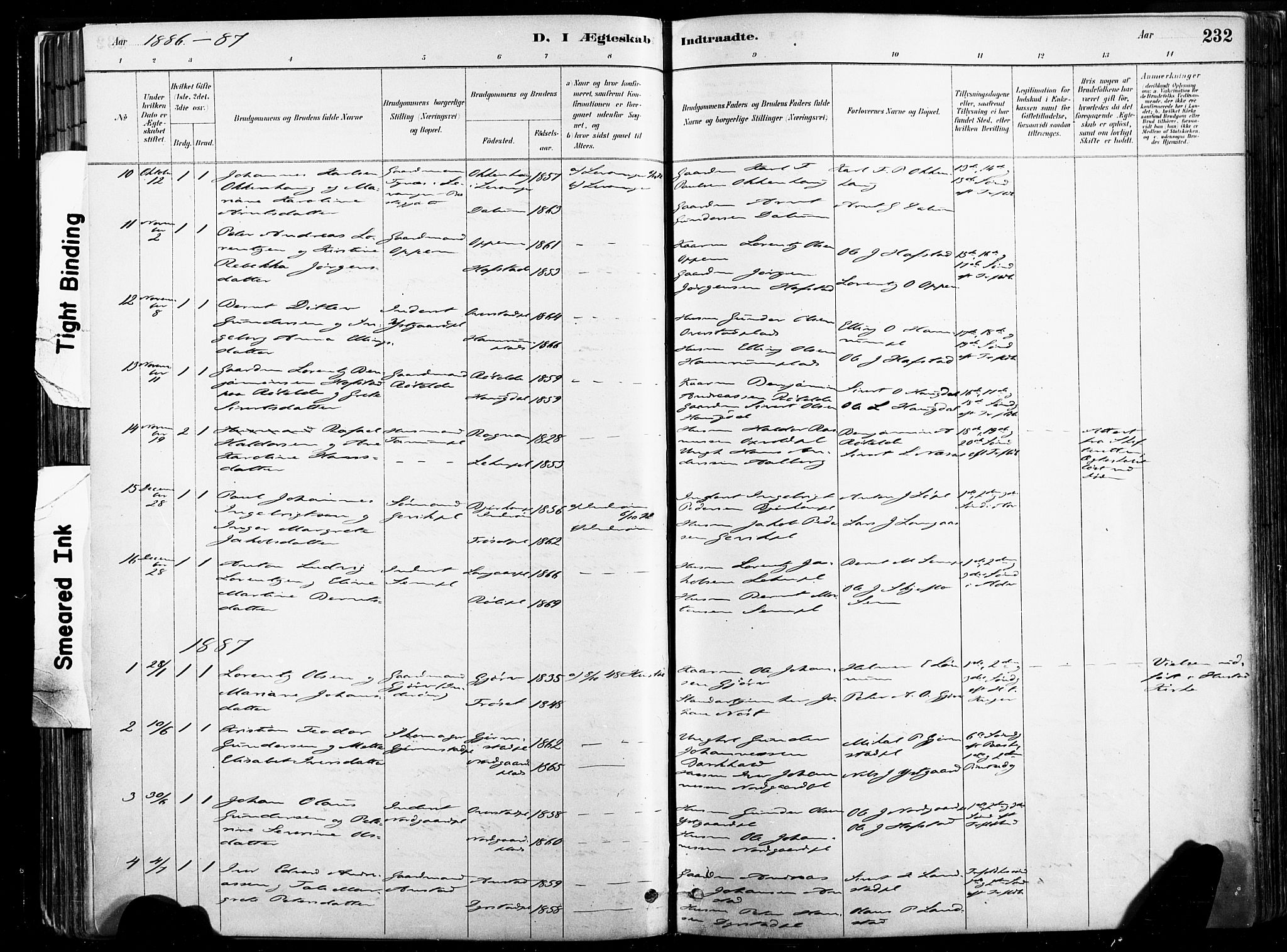 Ministerialprotokoller, klokkerbøker og fødselsregistre - Nord-Trøndelag, SAT/A-1458/735/L0351: Parish register (official) no. 735A10, 1884-1908, p. 232