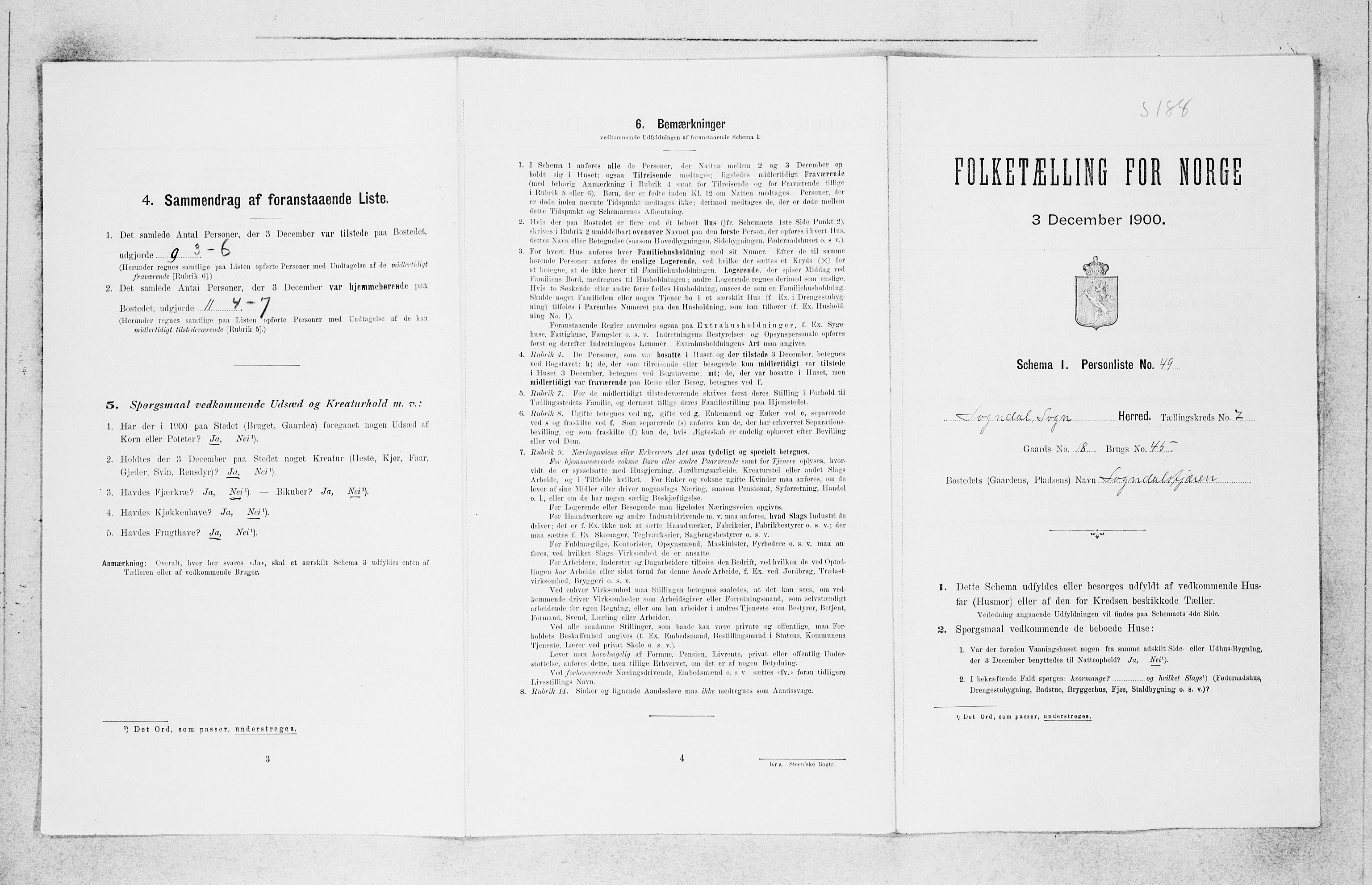 SAB, 1900 census for Sogndal, 1900, p. 585