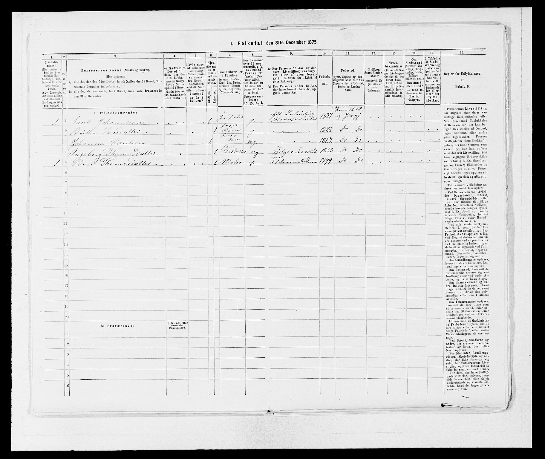 SAB, 1875 census for 1224P Kvinnherad, 1875, p. 617