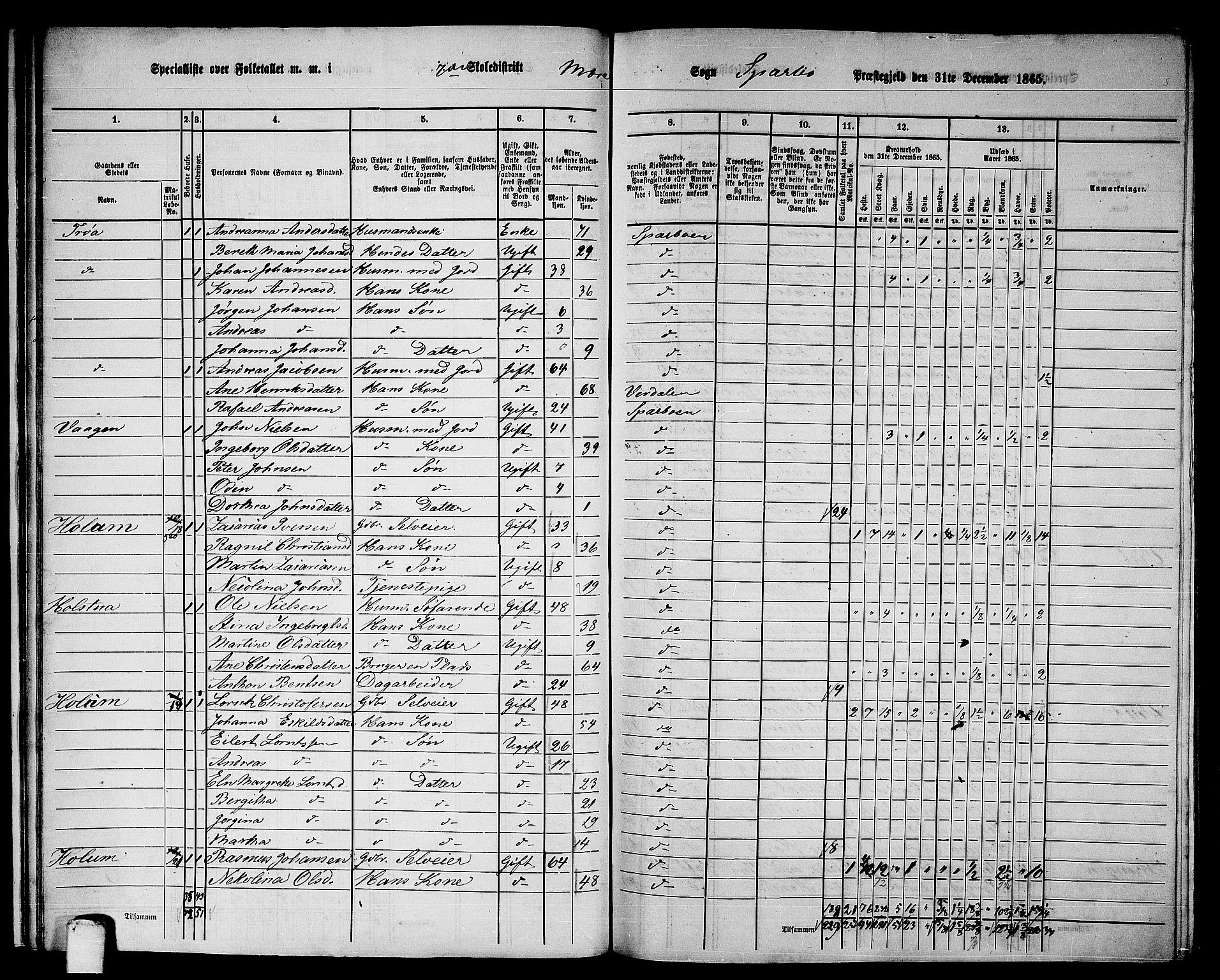 RA, 1865 census for Sparbu, 1865, p. 19