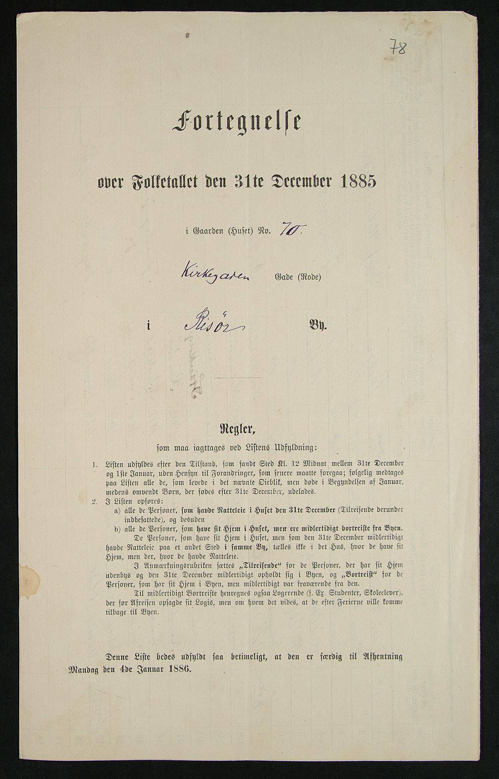 SAK, 1885 census for 0901 Risør, 1885, p. 78