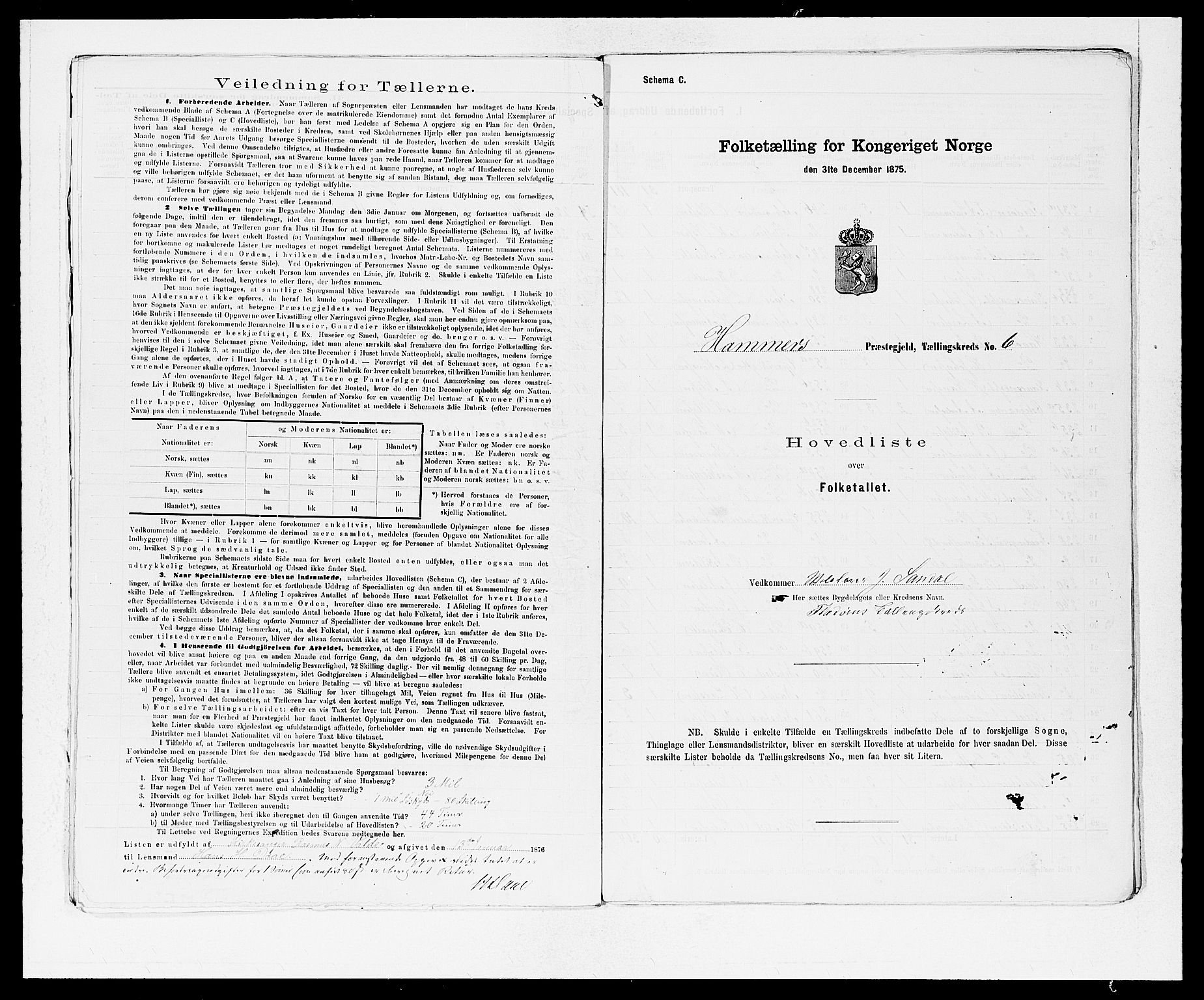 SAB, 1875 census for 1254P Hamre, 1875, p. 14