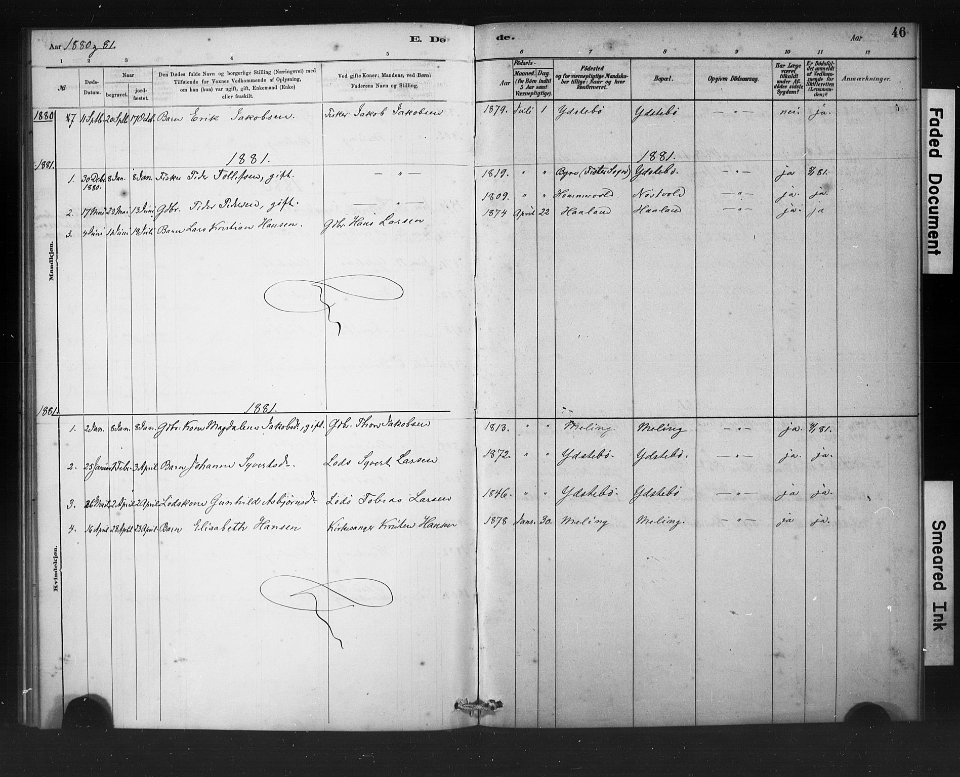 Rennesøy sokneprestkontor, SAST/A -101827/H/Ha/Haa/L0011: Parish register (official) no. A 11, 1878-1887, p. 46