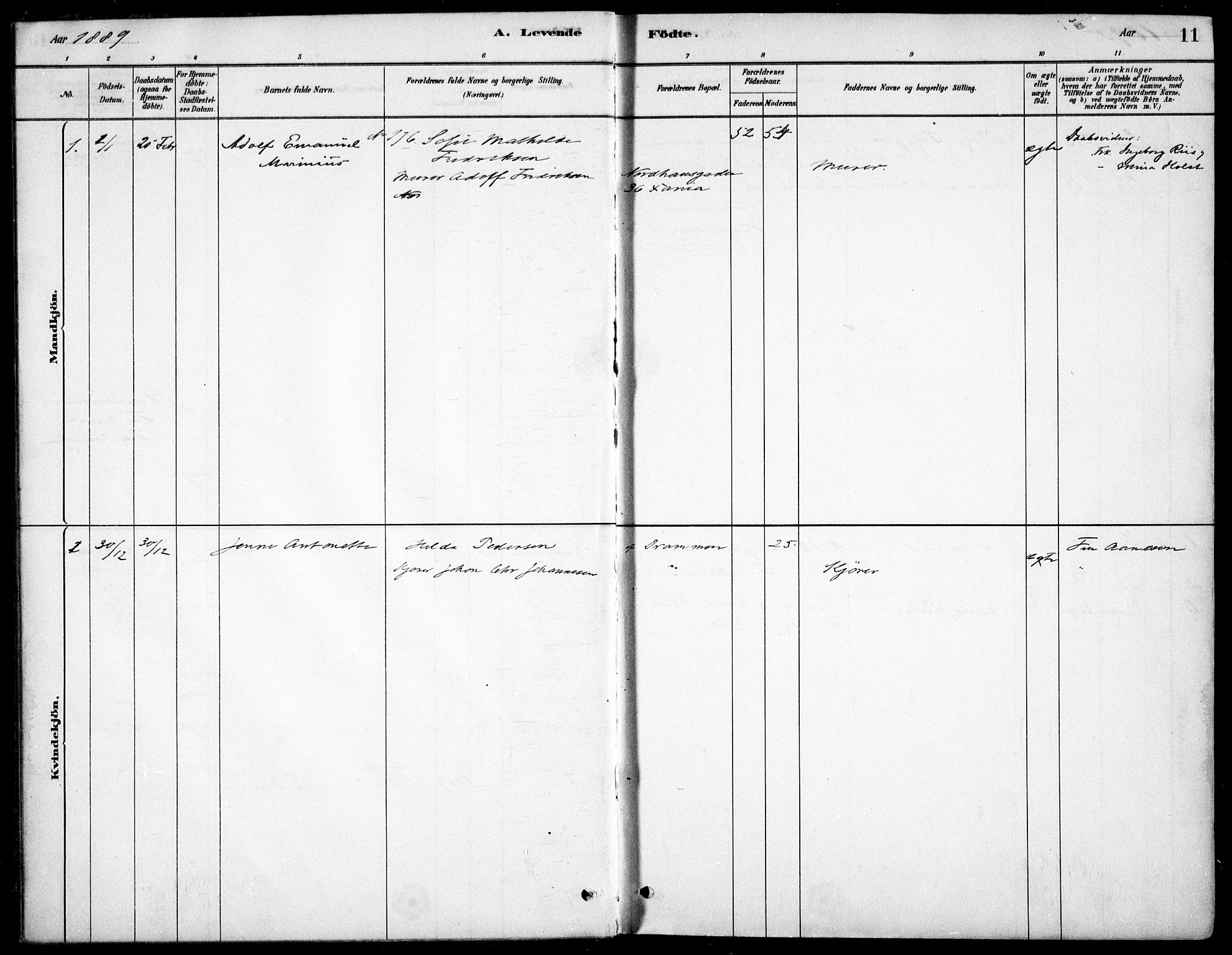 Kristiania tukthusprest Kirkebøker, SAO/A-10881/F/Fa/L0005: Parish register (official) no. 5, 1879-1936, p. 11